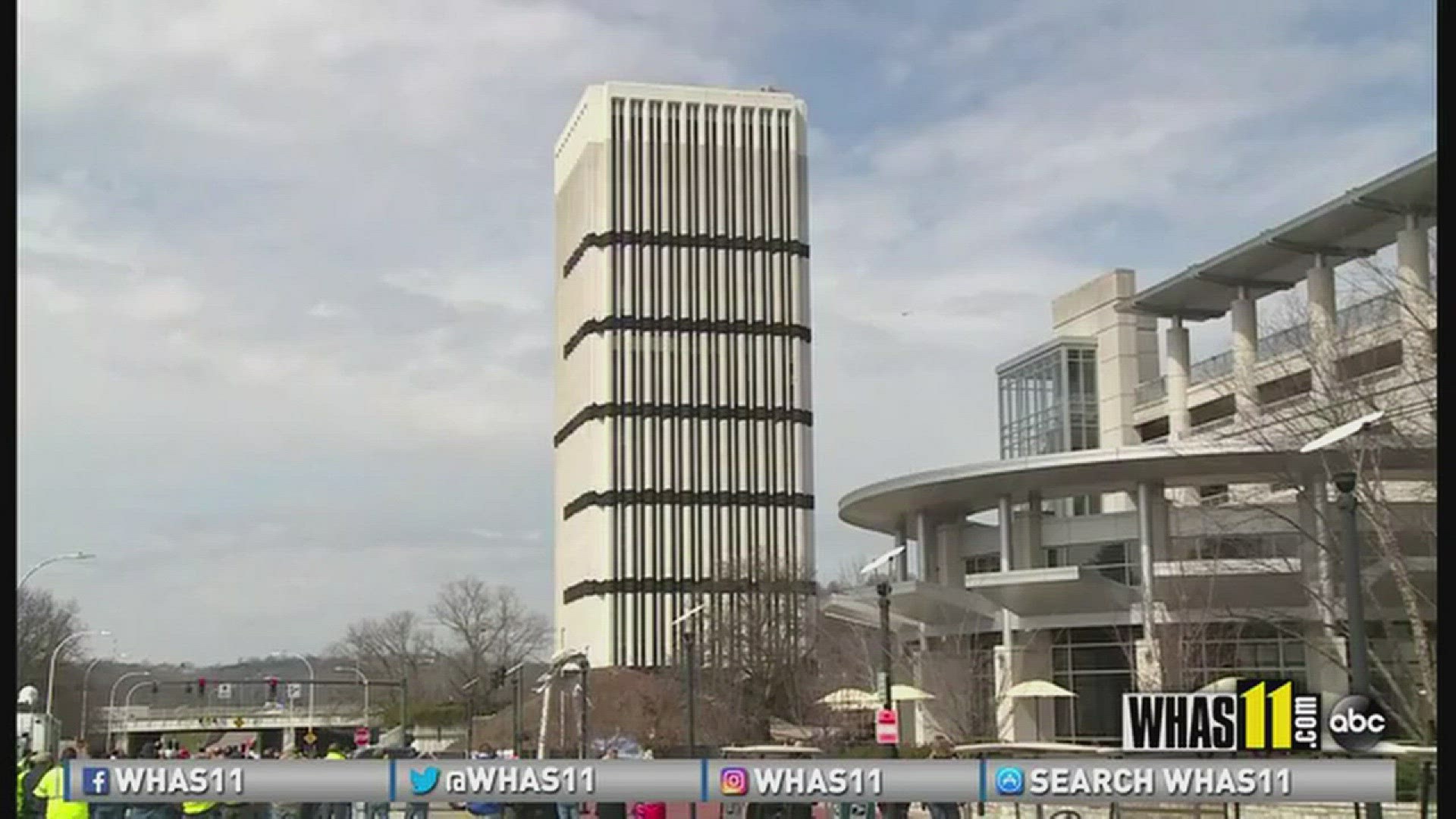 A sizable crowd gathered in Frankfort to watch the demolition. Many of them filmed on their smartphones and cheered once the building was gone.