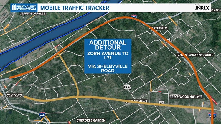 MAPS: I-64 West closed for 2 weeks, what route do I take? | whas11.com