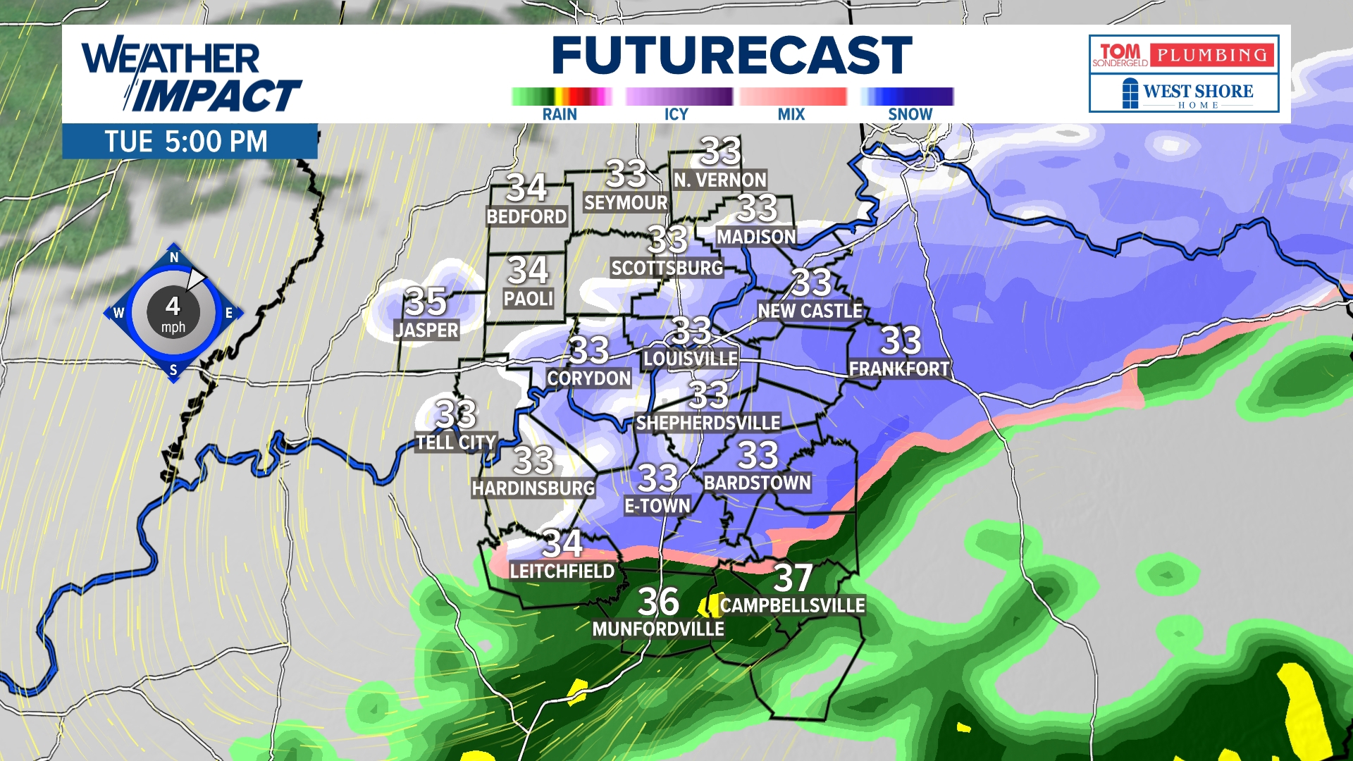 Wintry mix on the way to Kentucky, Indiana | Weather Impact Alert Day ...