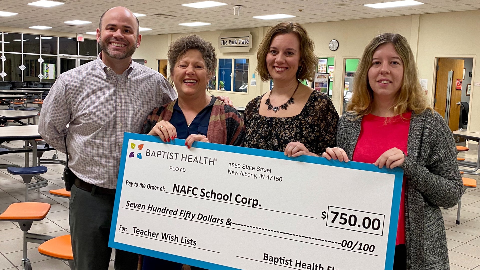 Two teachers in the New Albany Floyd County School Corp. received a donation from Baptist Health Floyd for the great work they do.