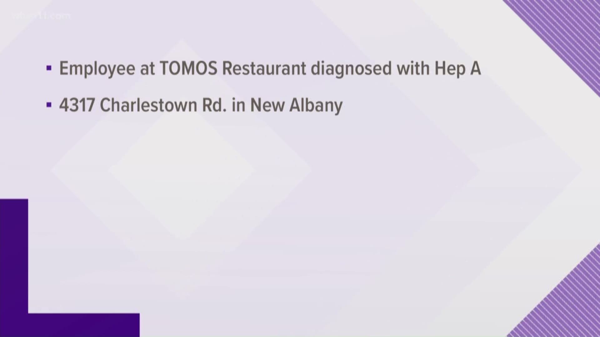 New Hep A case at New Albany restaurant