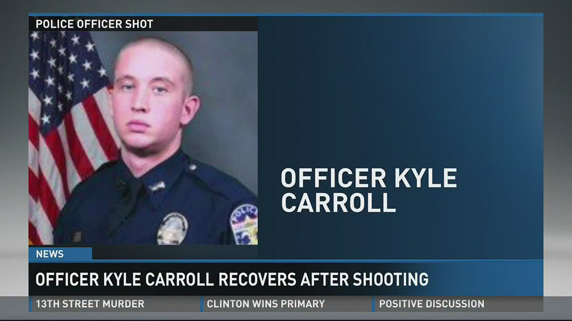 Officer Kyle Carroll recovers after shooting