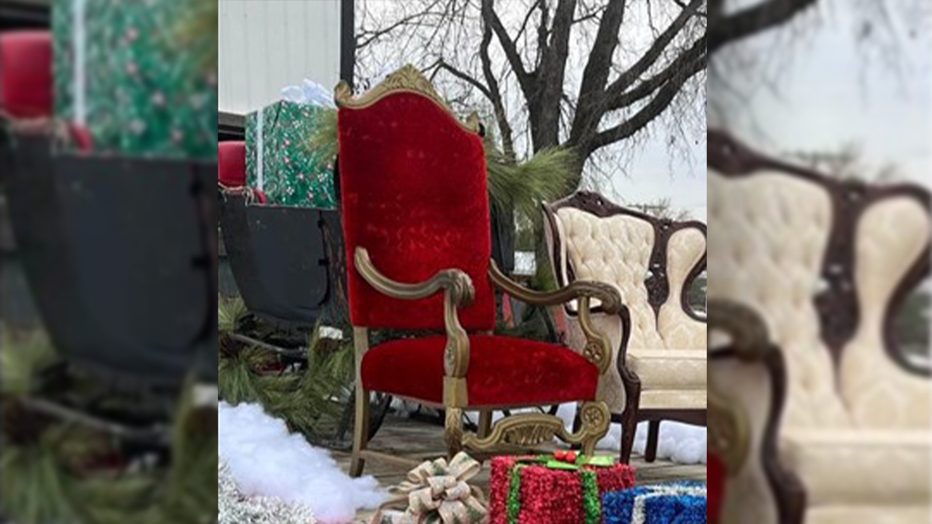 When organizers went to prepare Santa's sleigh for the parade, his suede seat was missing.