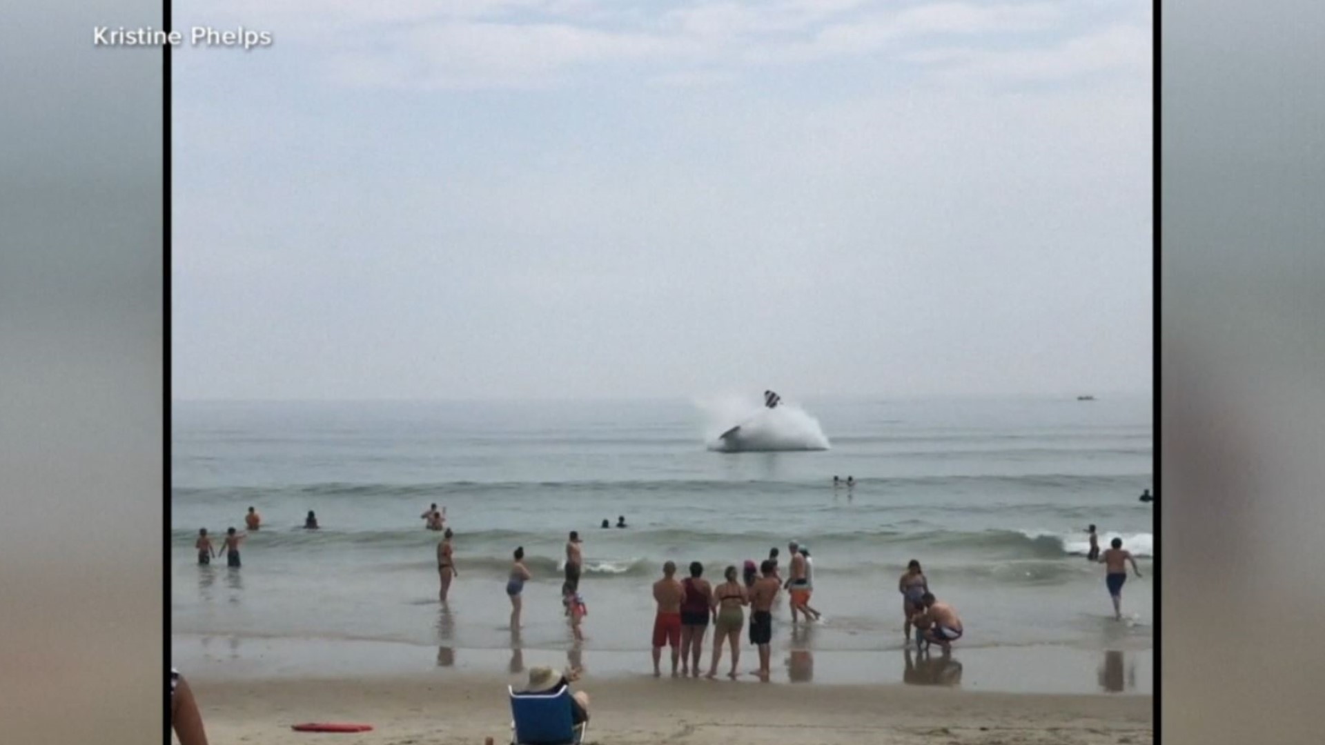 A dramatic scene caught on camera on a New Hampshire beach, a small plane forced to land on the water and bystanders and lifeguards rushing to help.