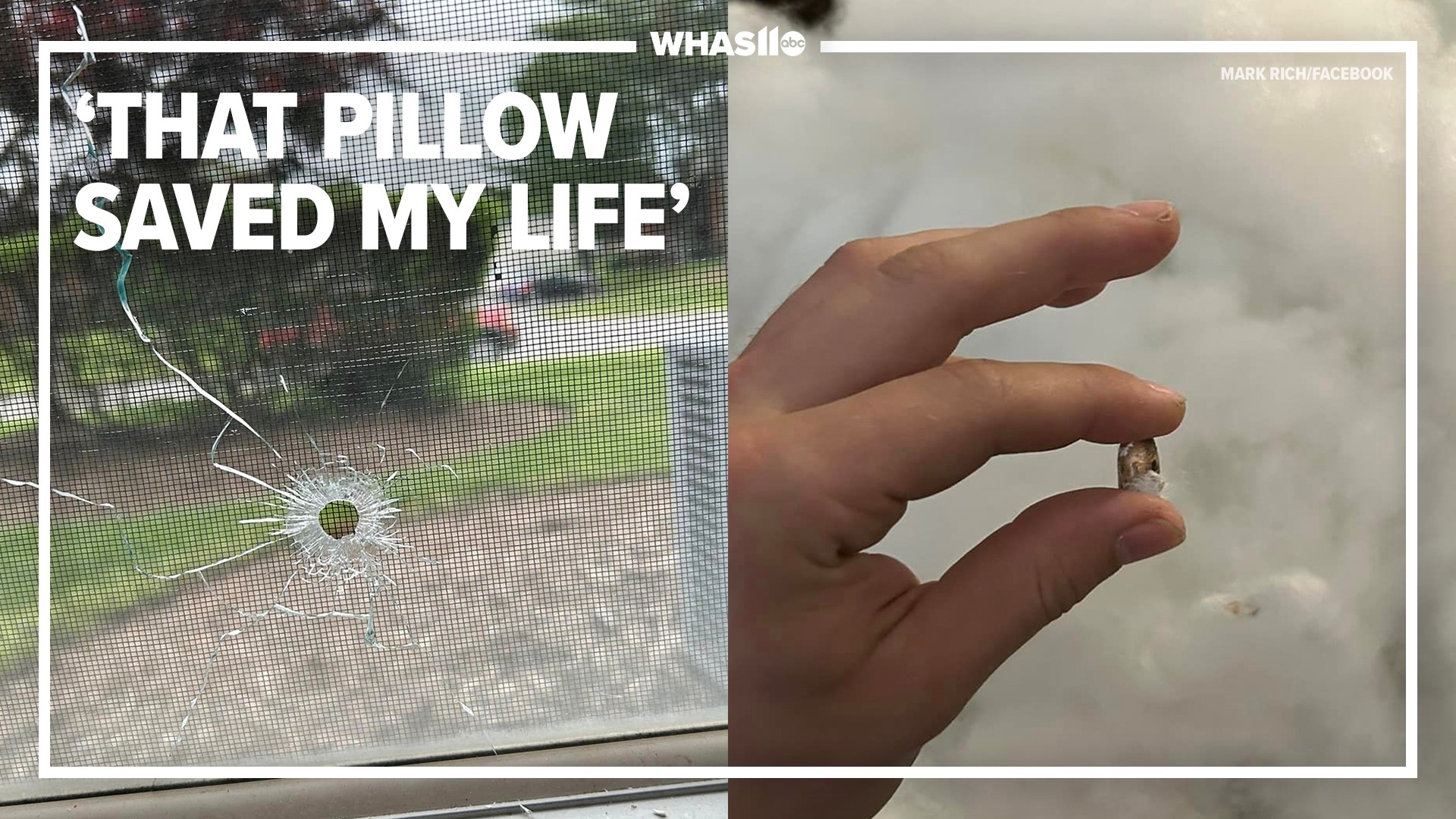 A Louisville man believes a pillow saved his life after shots were fired into his home at the Rolling Hills Apartment Homes.