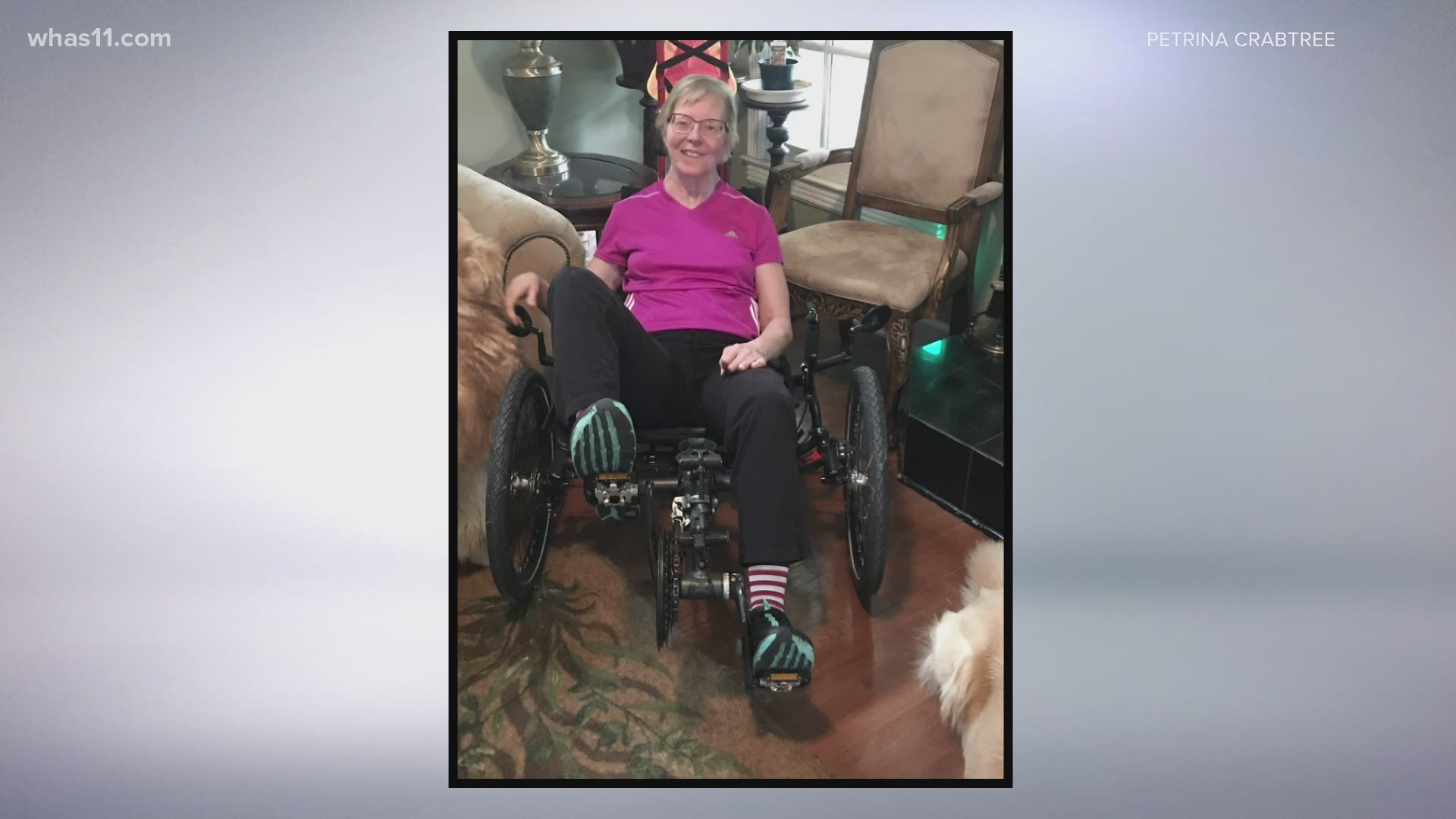 Petrina Crabtree was injured in a bicycle crash in 2020 that damaged her spinal cord.