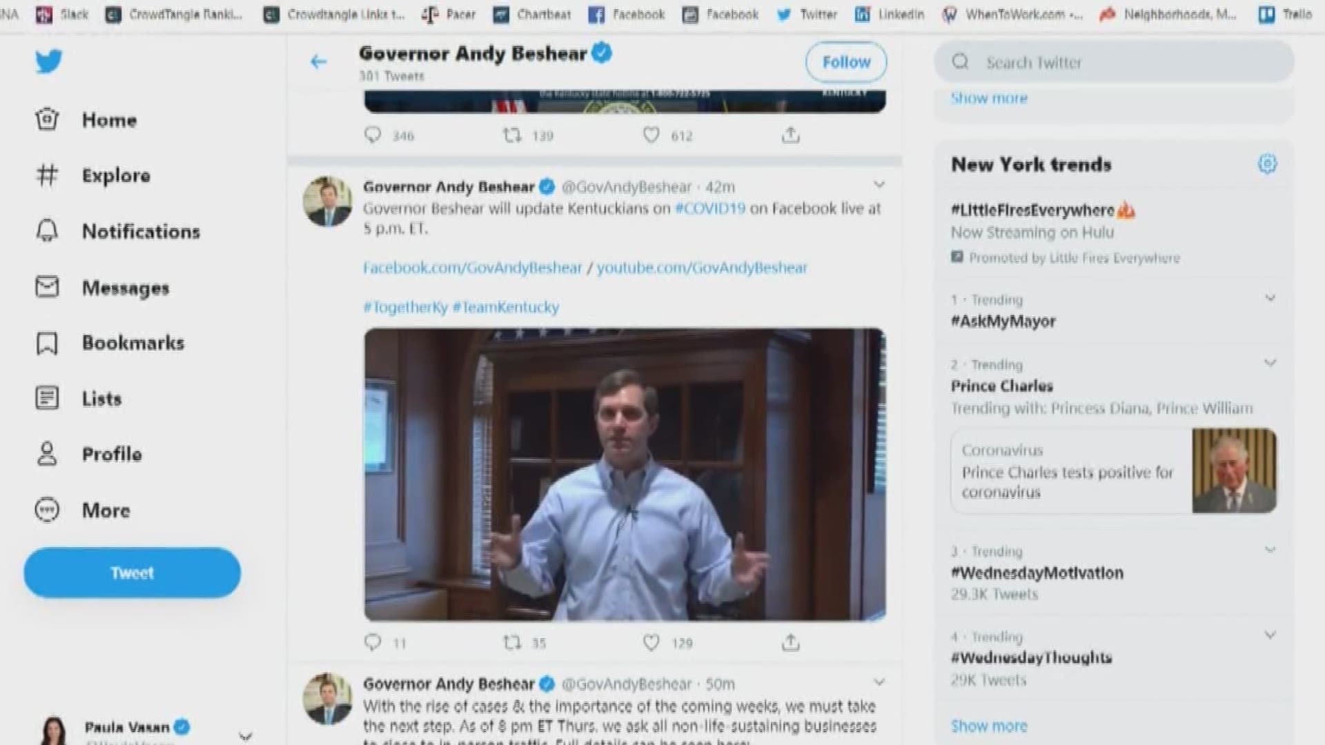In a video posted to social media, Kentucky Governor Andy Beshear explains why he's temporarily shutting down all non-life sustaining or non-essential businesses,
