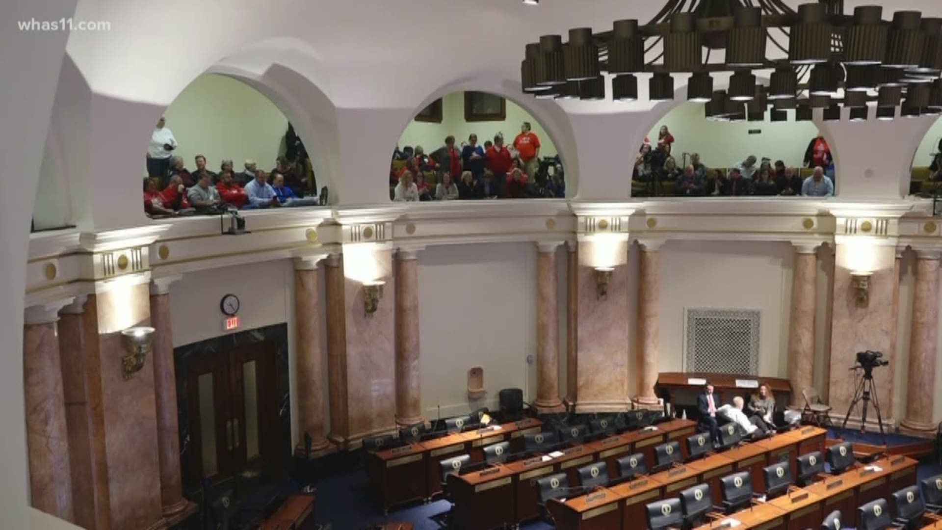 Kentucky teachers gathered in Frankfort to protest Governor Bevin's special session to address the pension crisis
