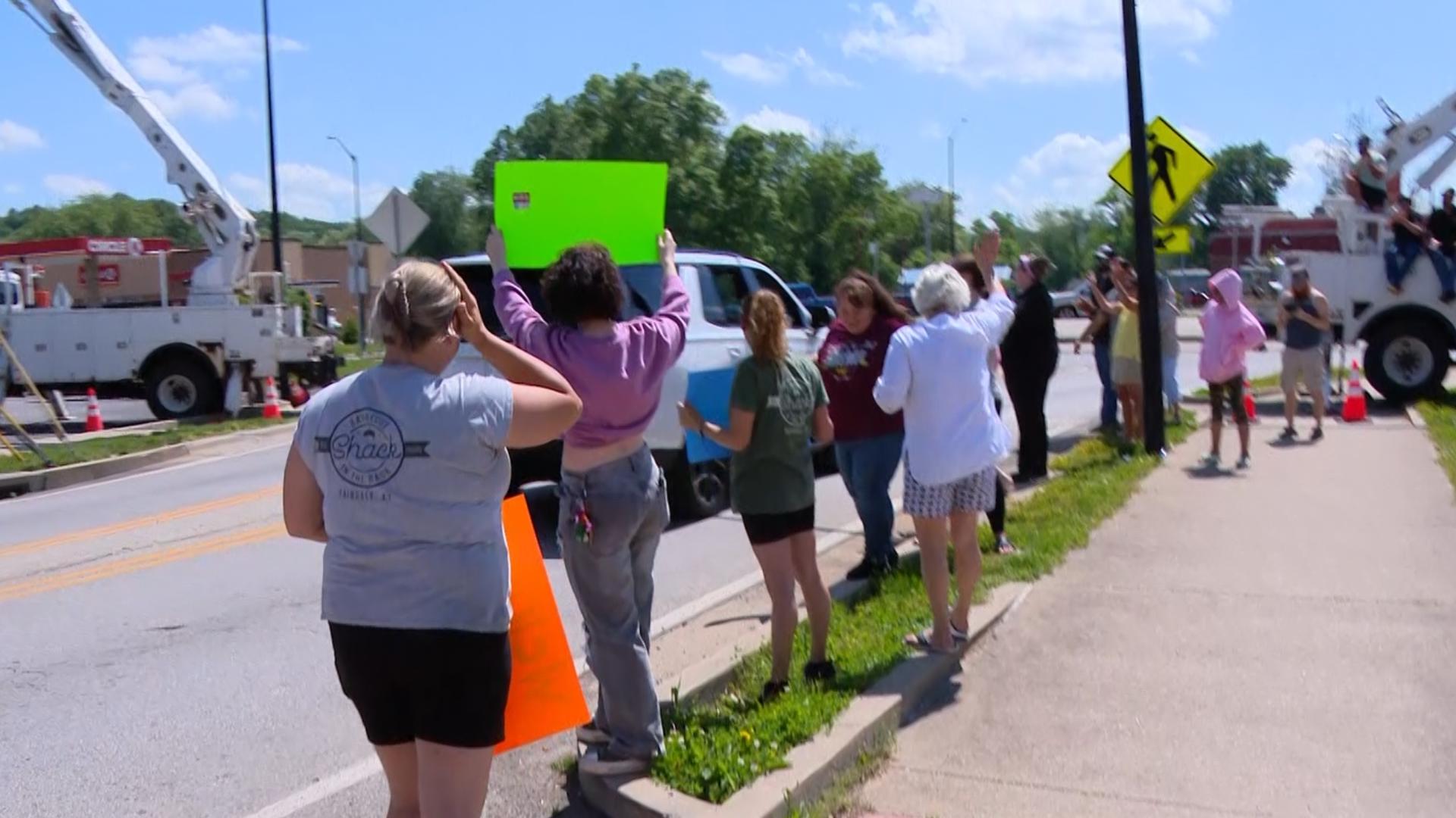 In Fairdale, Joey Sivells was welcomed home from the hospital after being injured on an ATV accident.