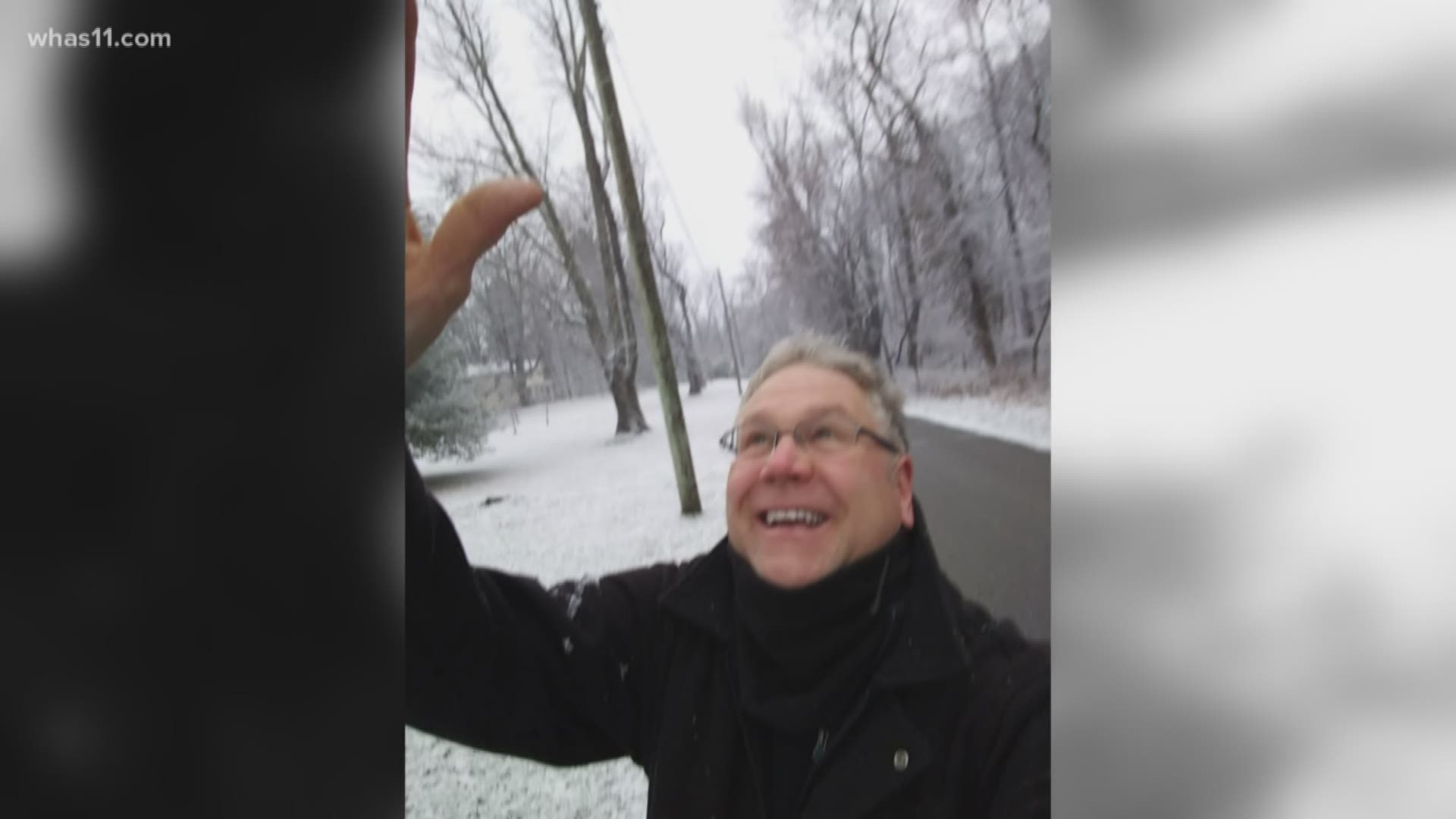 Local area viewers share photos of the snow in the area while WHAS11 staple, 'Bellavia' plays.