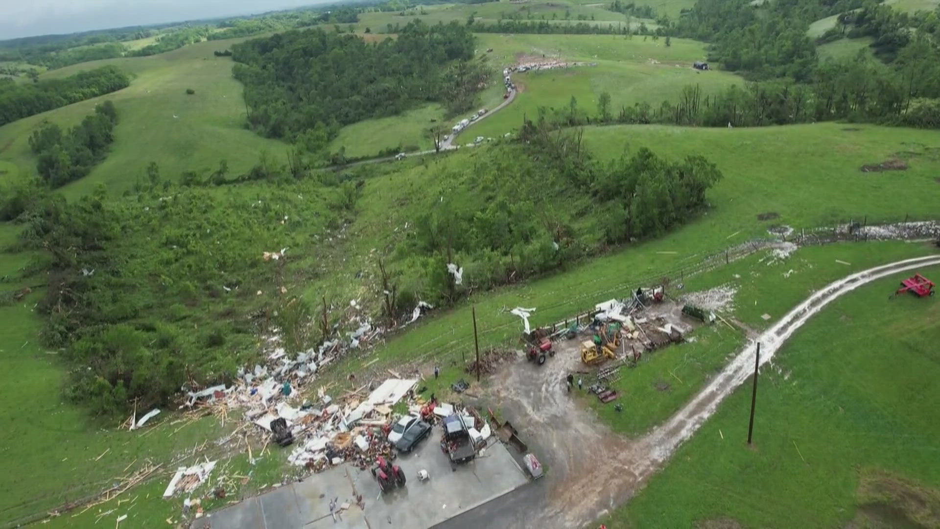The National Weather Service confirms an EF-2 tornado struck Washington County near Long Run Road causing devastation and the death of a neighbor. 