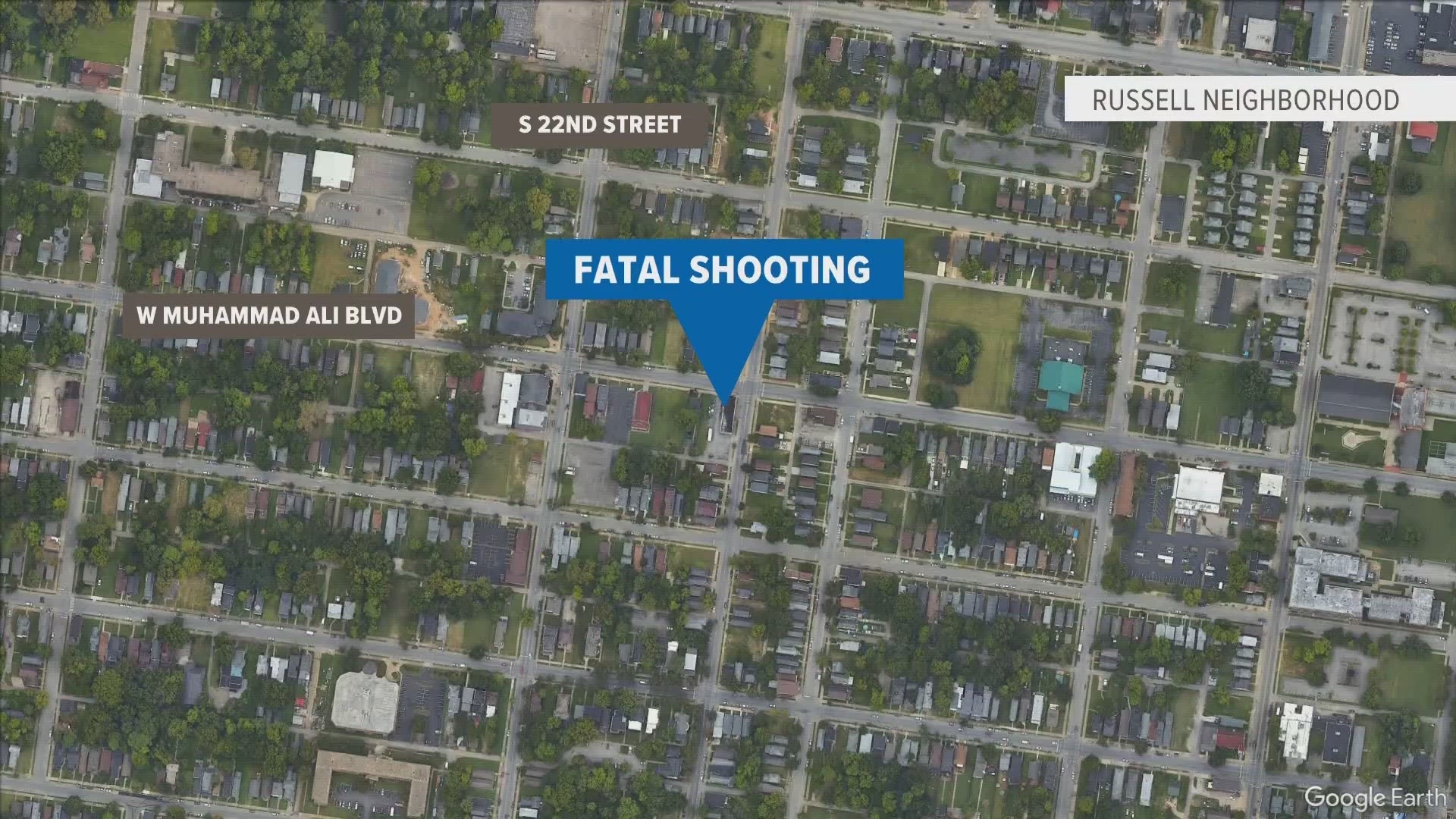 Police said the shooting happened on West Muhammad Ali Boulevard.