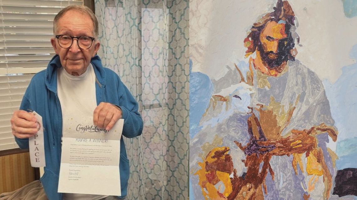 92-year-old Kentucky veteran's paint-by-numbers art earns social media fame, contest honors