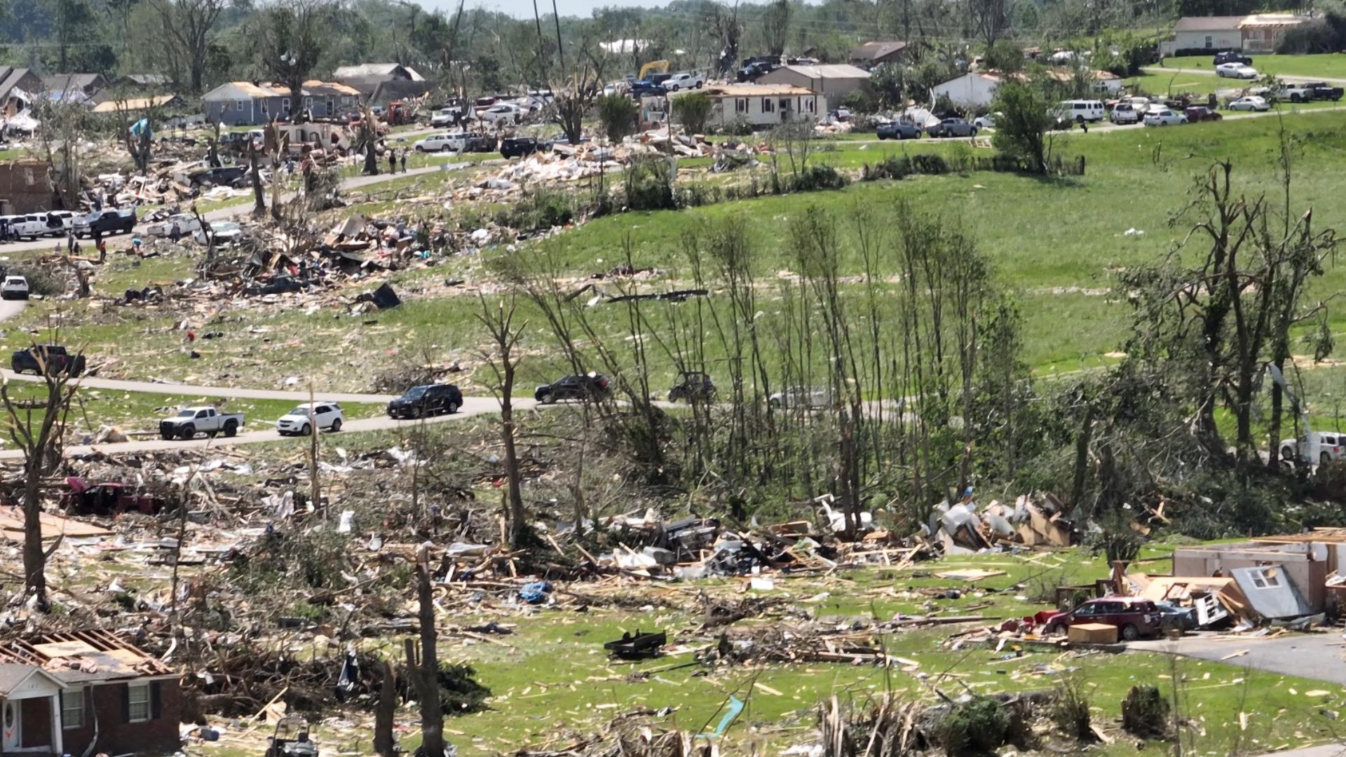 WHAS11 visited the devastation in Laurel County following a destructive tornado that tore across the city of London on May 16.