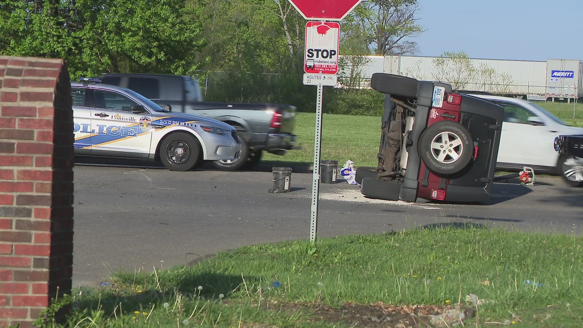 An LMPD spokesperson says the LMPD SUV was on Shepherdsville Road without lights and sirens on when a Jeep turned in front of it.