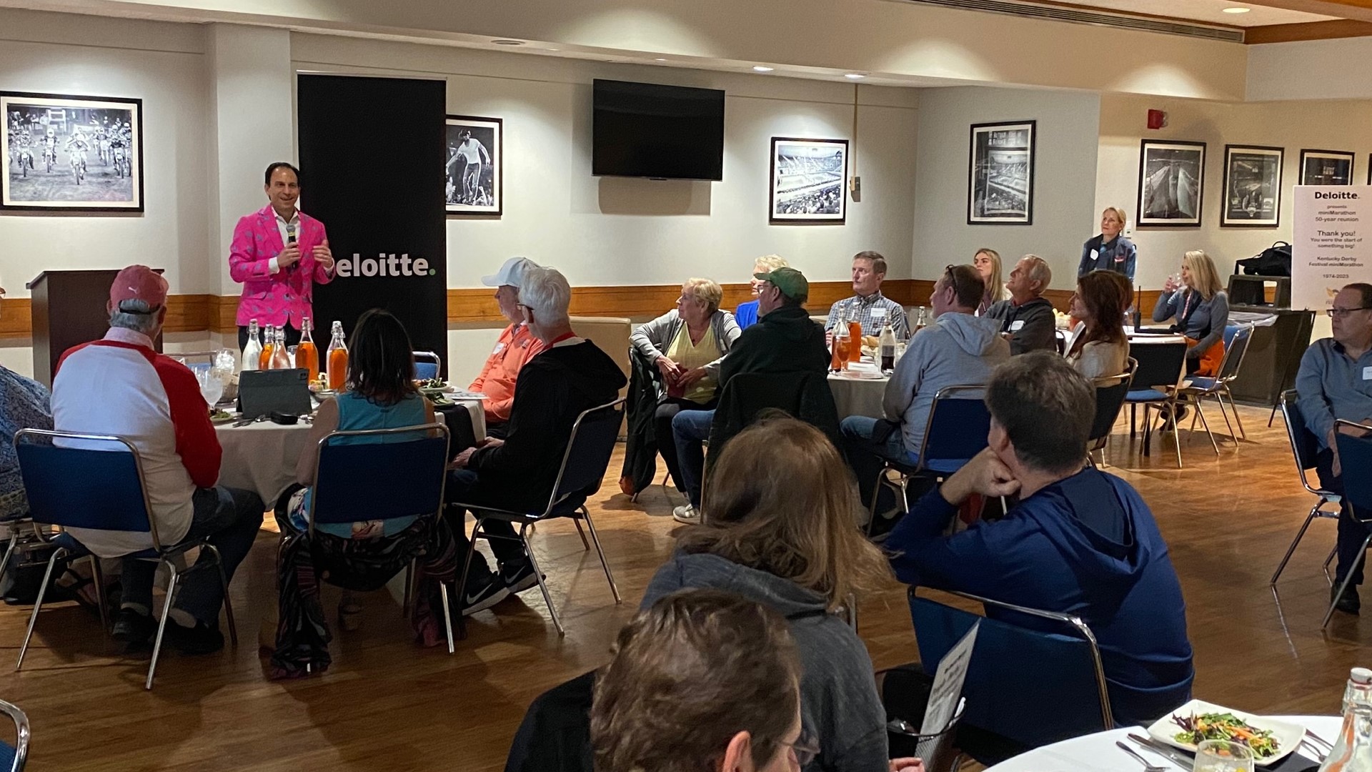 The runners brought old photos and souvenirs from the original race and shared their running stories from all those years ago.