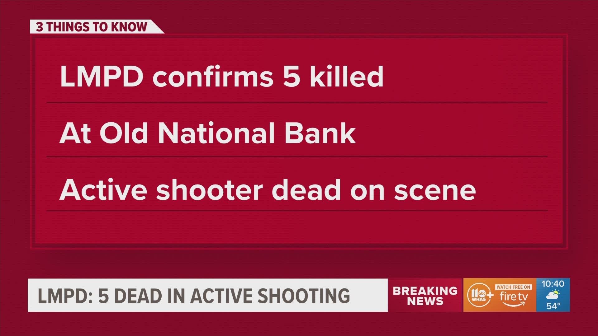 Here's the latest information on the mass shooting at the Old National Bank in Louisville.