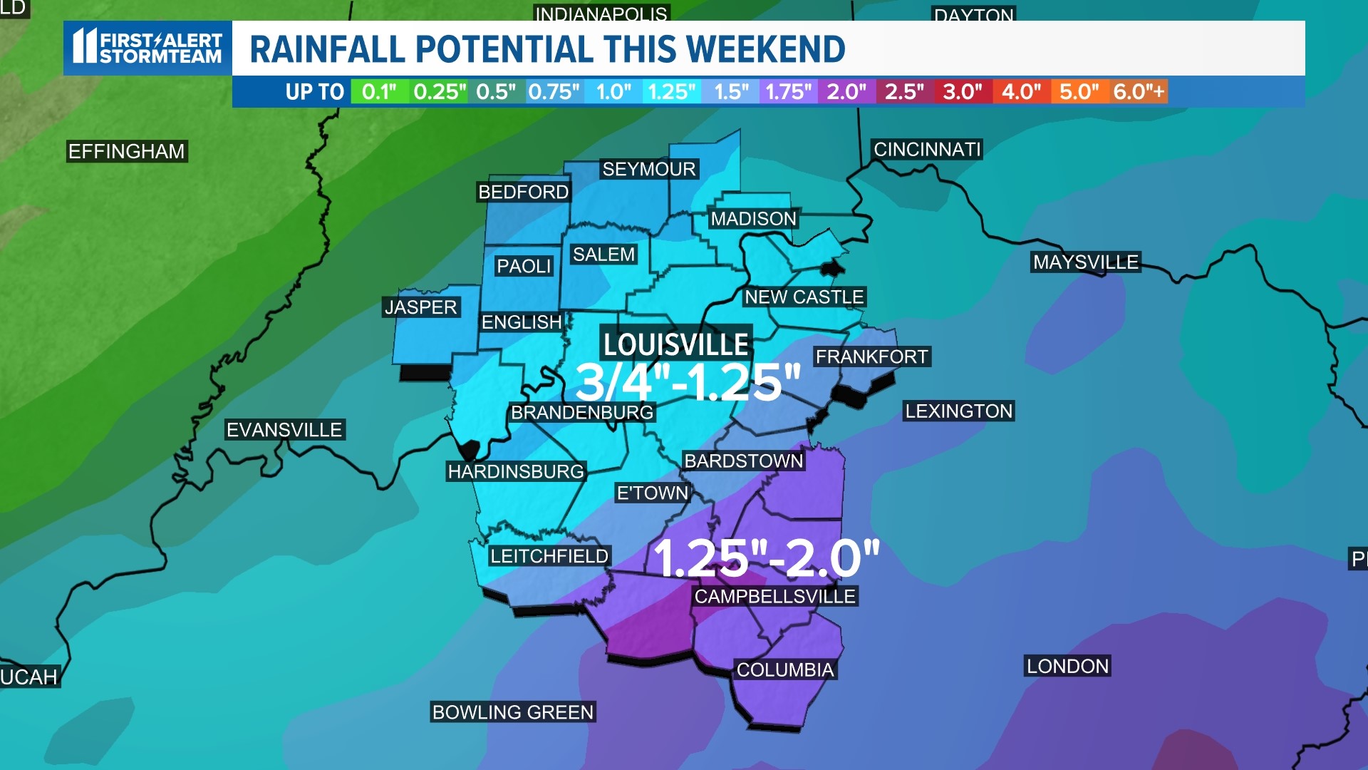 Here's how much rain is expected this weekend in Louisville