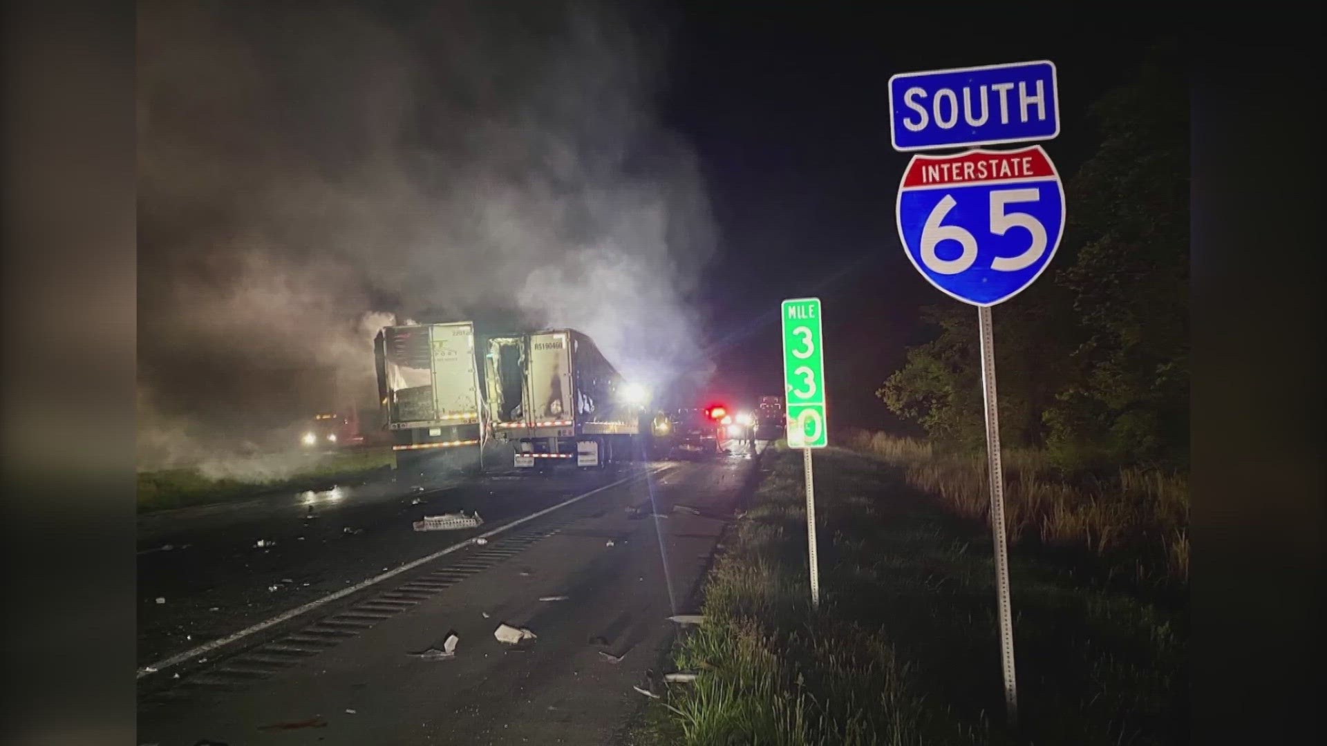I-65 South has reopened after a nearly 12-hour closure due to a crash involving three semi-trucks.
