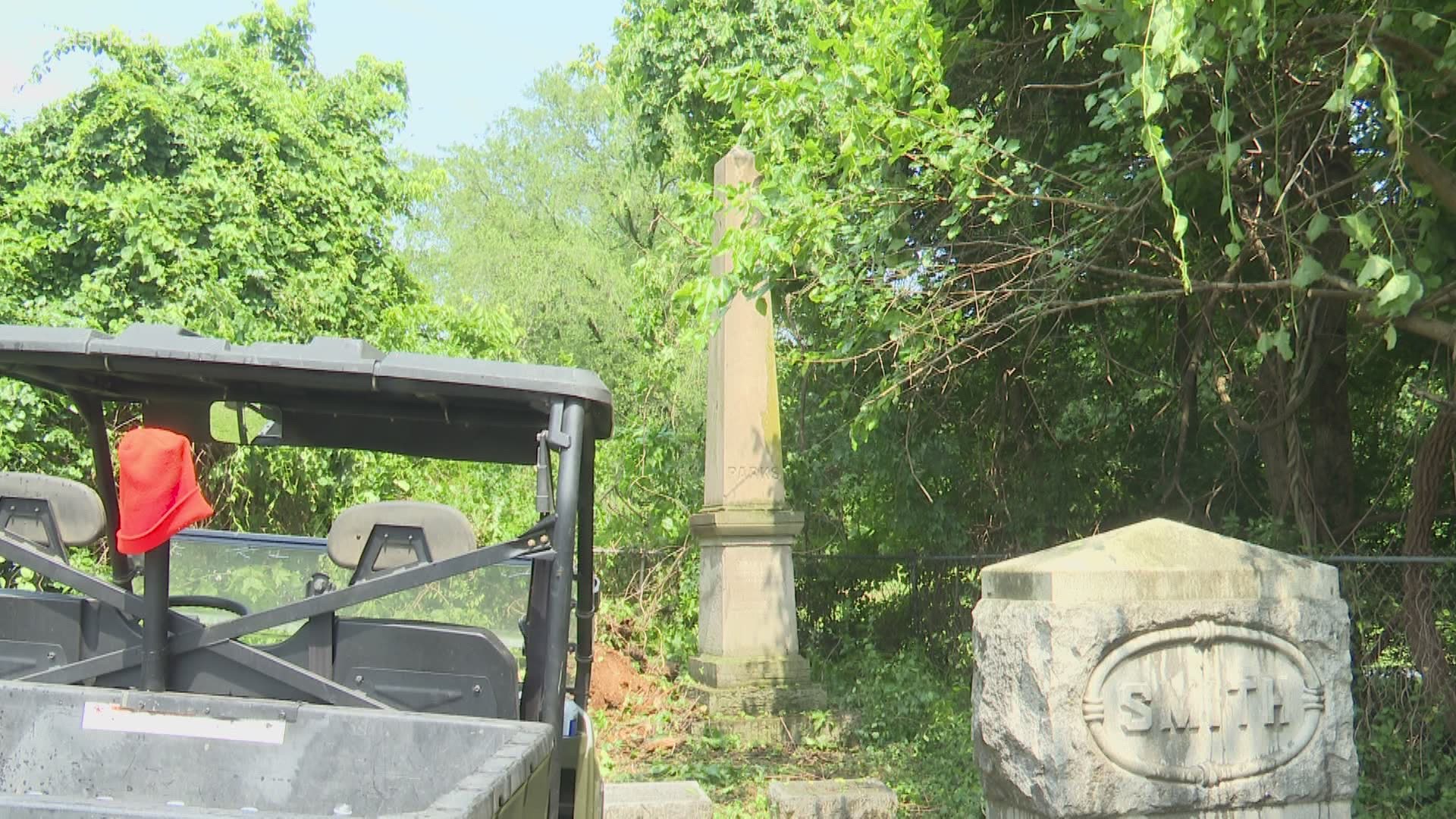 Volunteers and people needing community service came together in Utica to improve the Hillcrest Cemetery as weeds and trees took over headstones.