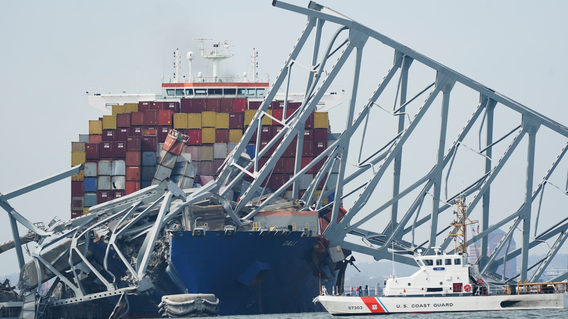 Video showed the ship moving at what Maryland's governor said was 9 mph toward the 1.6-mile bridge. Some vehicles appeared to escape with only seconds to spare.