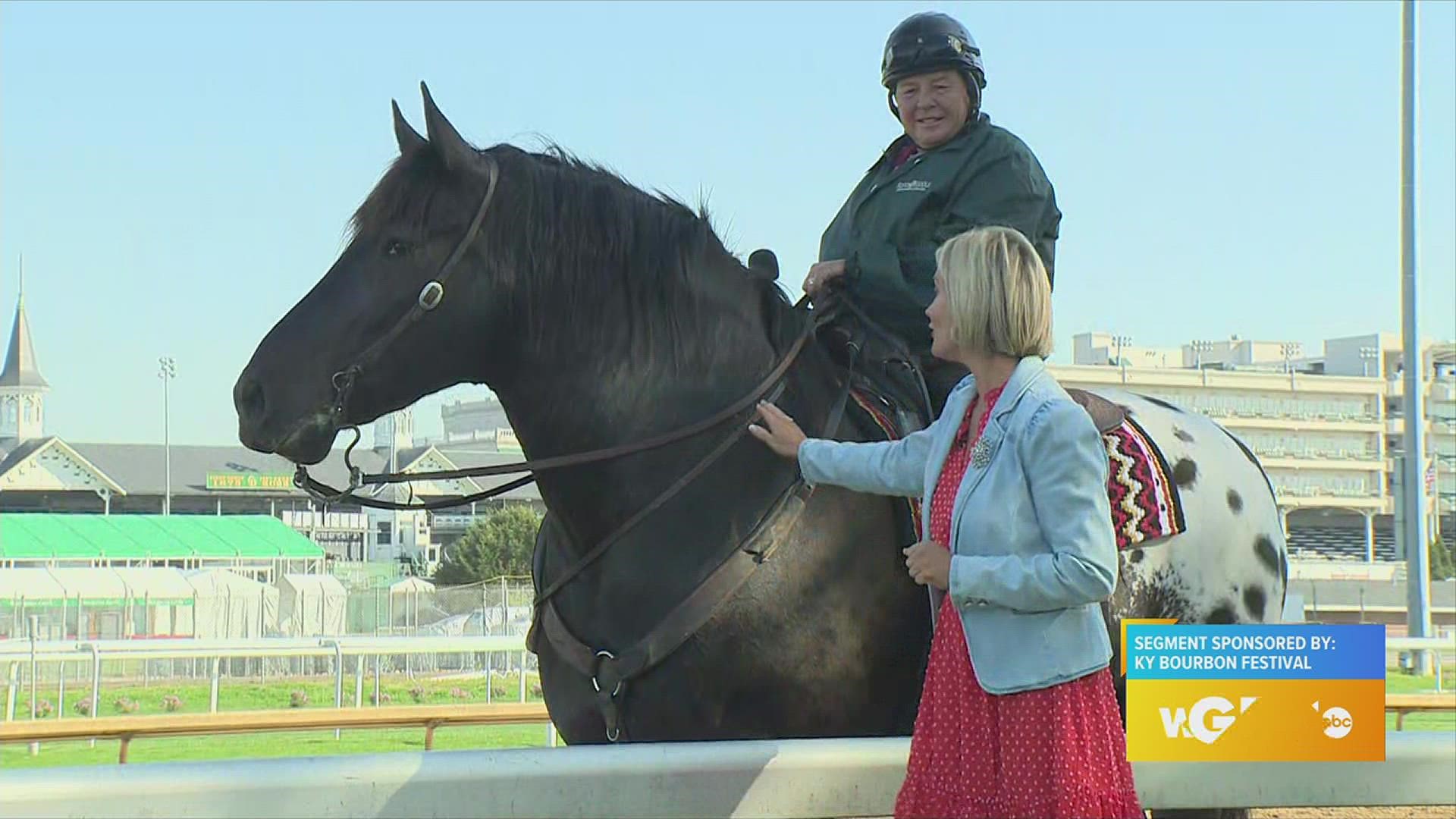 GDL host Claudia Coffey interviews Monnie Goetz and the famous escort pony, "Harley," at Churchill Downs.