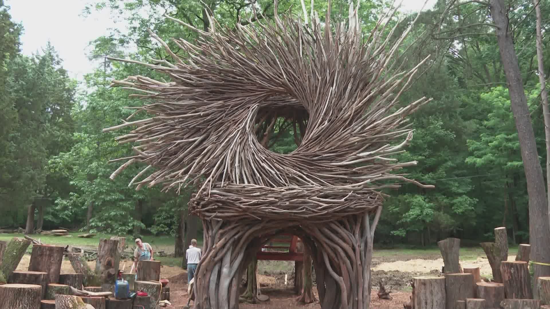 The trolls at Bernheim Forest have something new to look at in the trees and it's a human-sized nest.