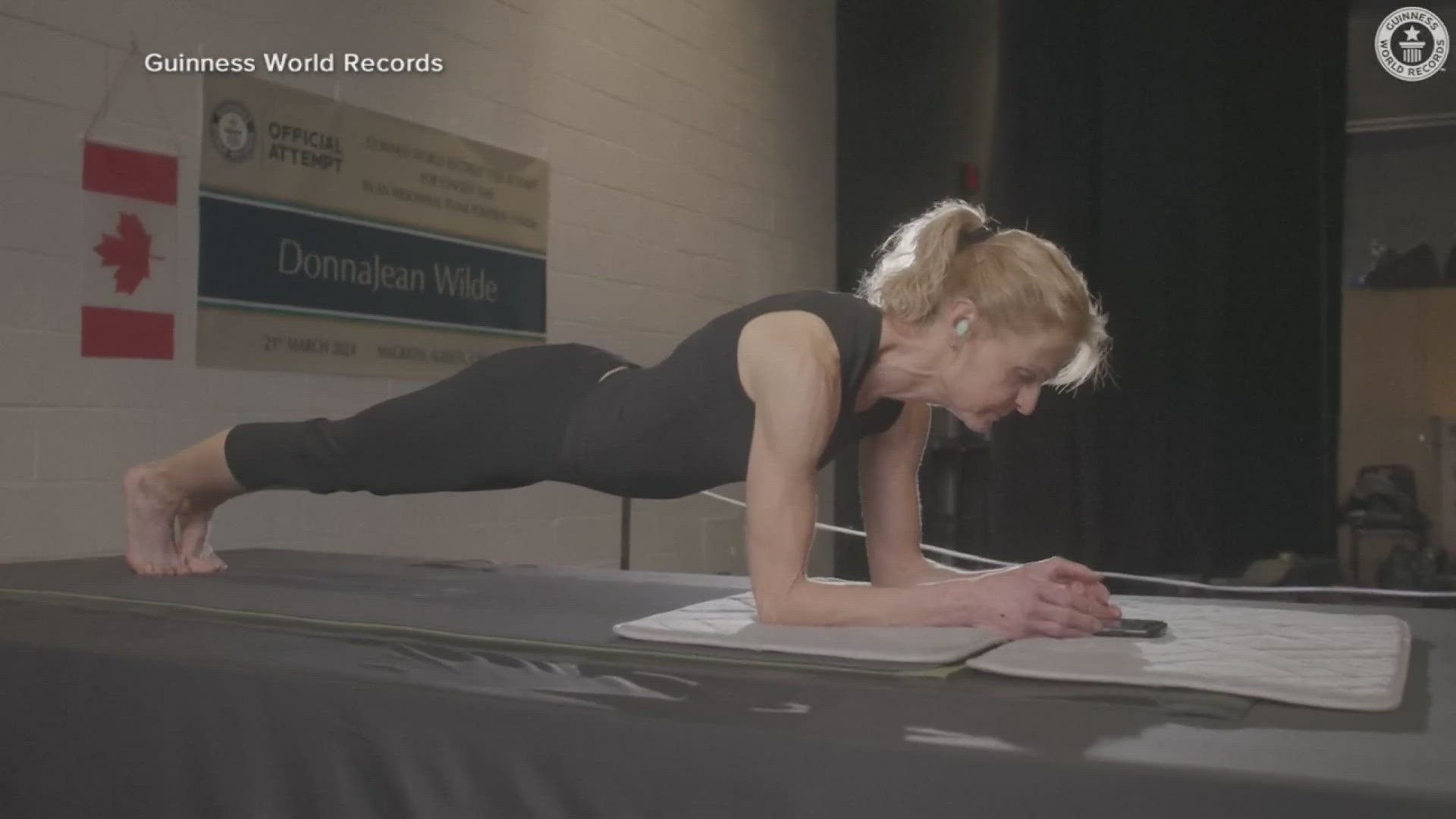 DonnaJean Wilde planked for four hours, 30 minutes and 11 seconds, breaking the world record.