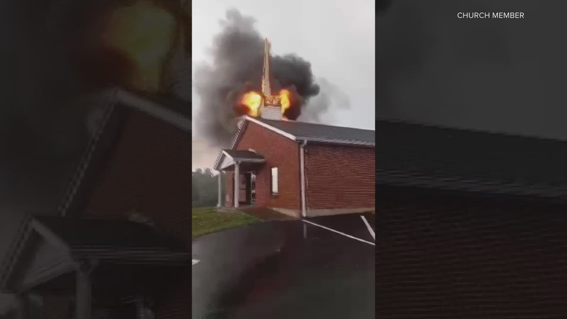 A Baptist church in Fairfield caught fire Thursday during a string of storms that hit Kentuckiana