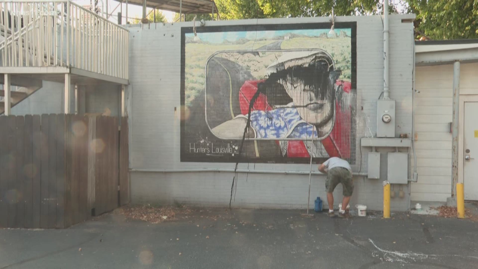 The mural of Hunter S. Thompson near V-Grits was vandalized. One local man made it his mission to clean the mural of the famous author.