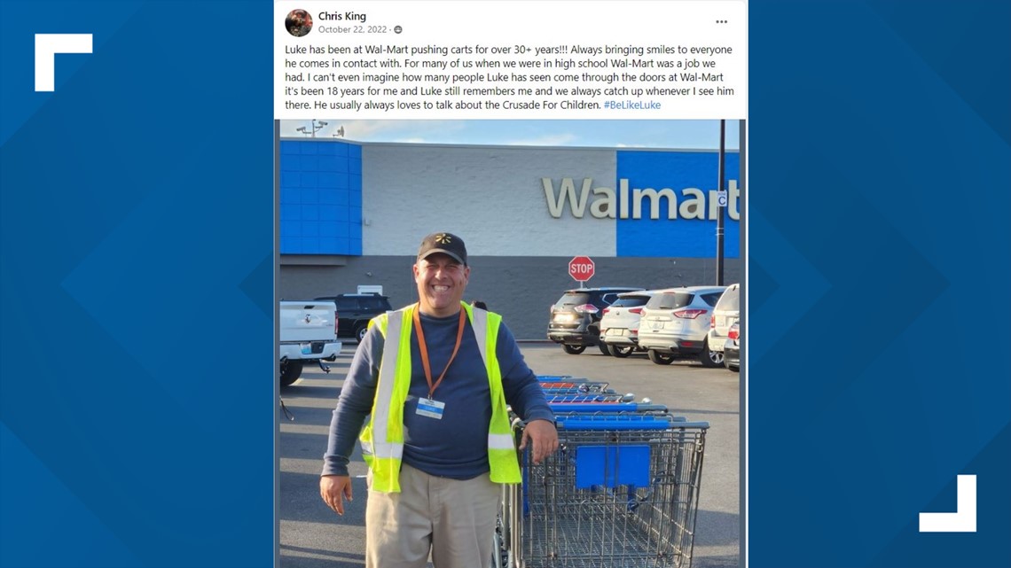 The Walmart employee pushing equal amounts of carts and kindness