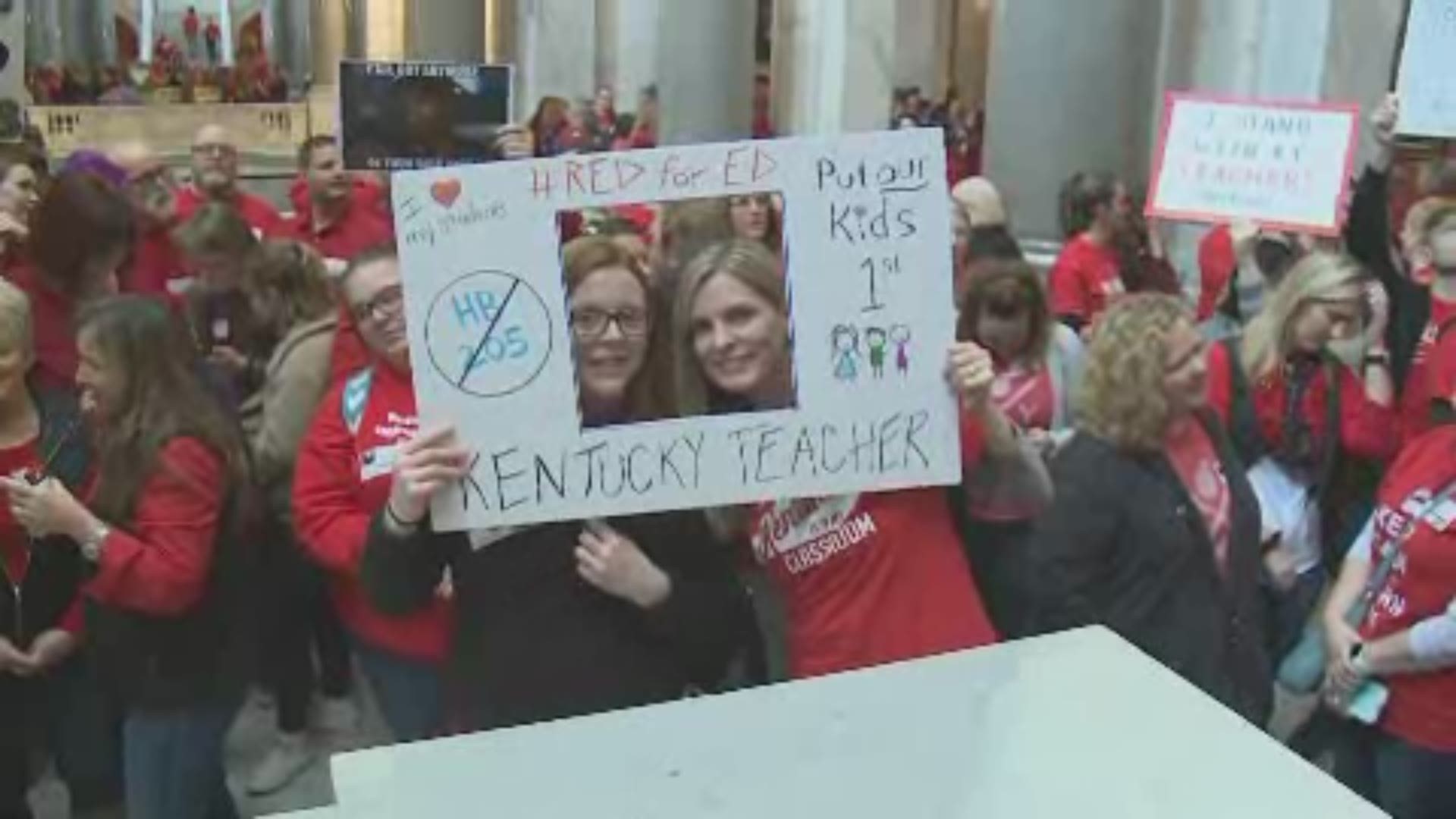 Lawmakers were set to discuss legislation at 2 p.m. on March 12 and teachers headed to Frankfort.