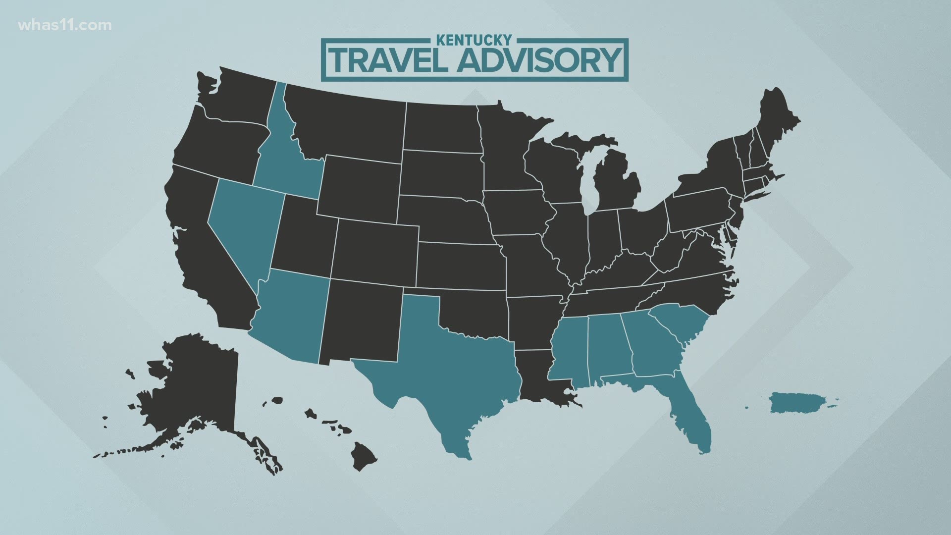 The governor issued a travel advisory for Kentuckians planning to visit states with large COVID-19 outbreaks.