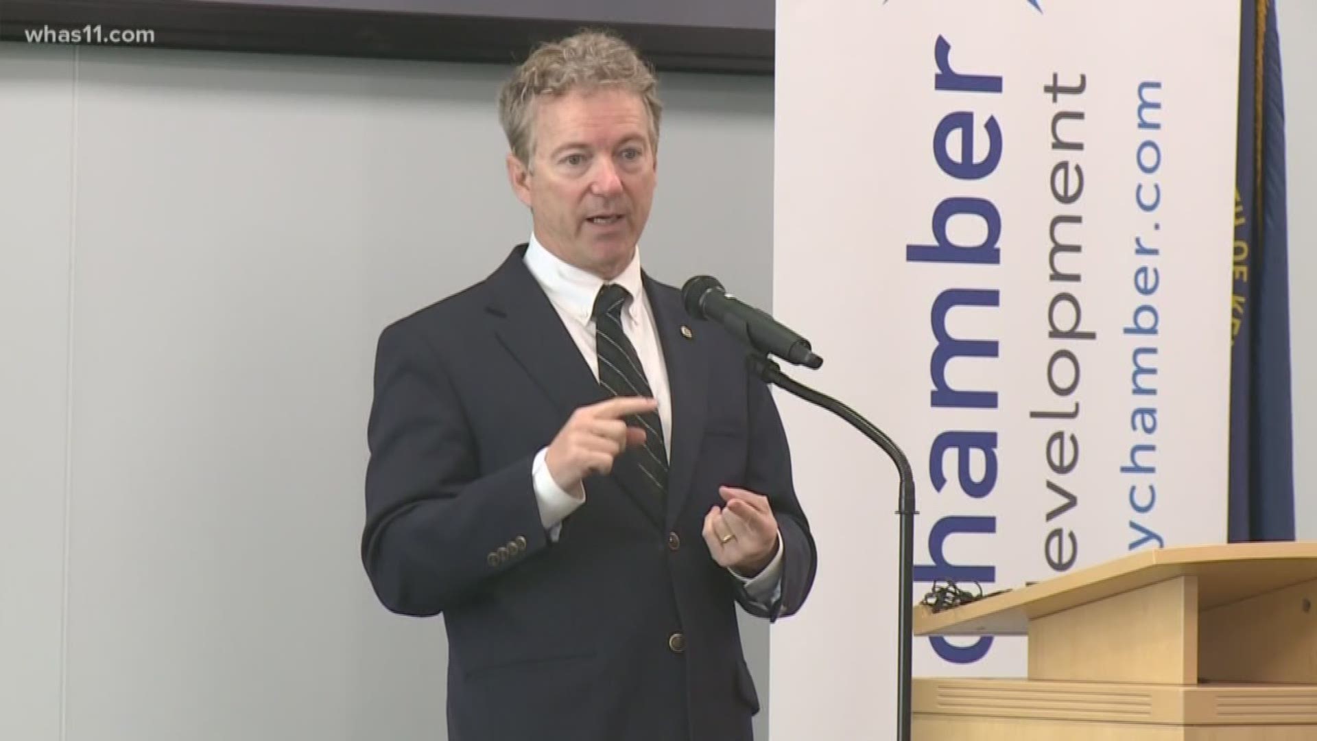 Senator Paul defended his decision to vote against the president's emergency border wall declaration to an Oldham County crowd.
