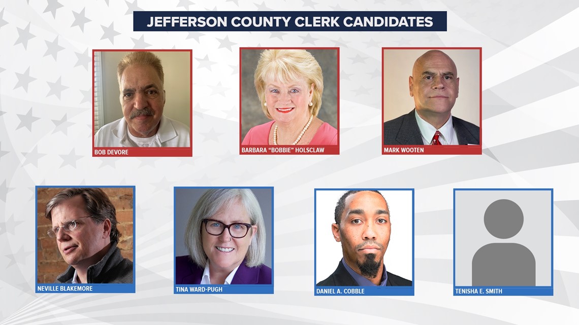 These candidates are running for Jefferson County Clerk in the Kentucky Primary