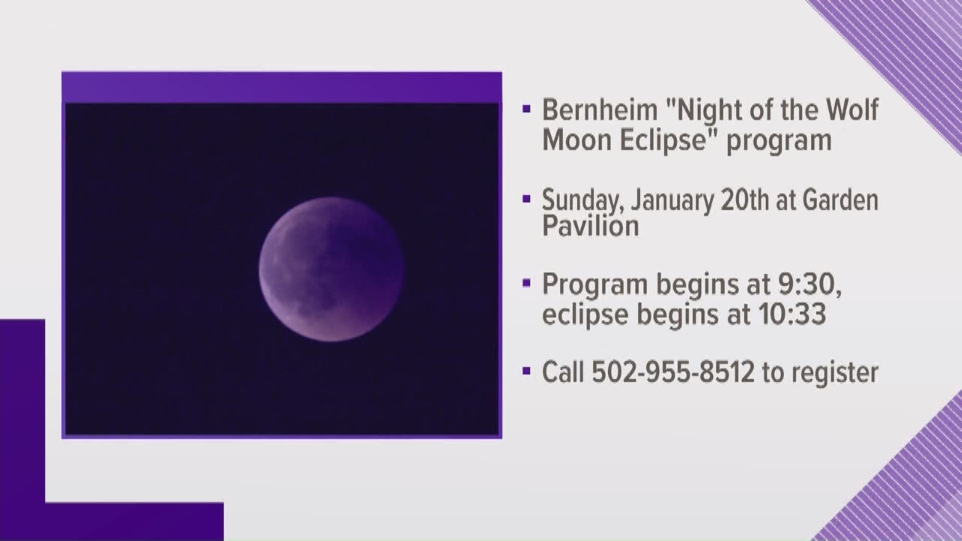 Bernheim is offering a front row seat to enjoy the Super Blood Wolf Moon.