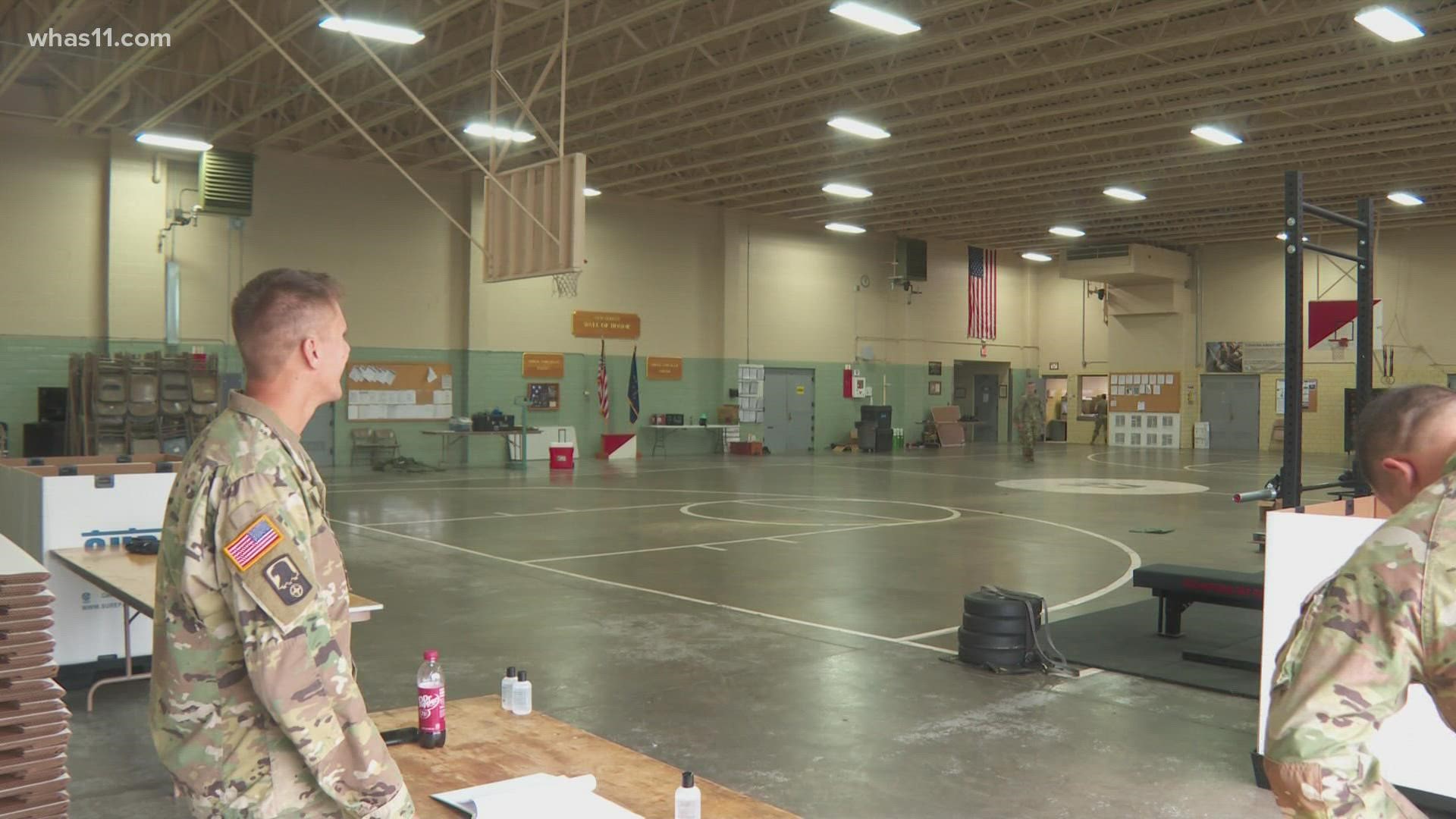 National Guard armories have been turned to donation sites to help thousands of evacuees staying at Camp Atterbury.