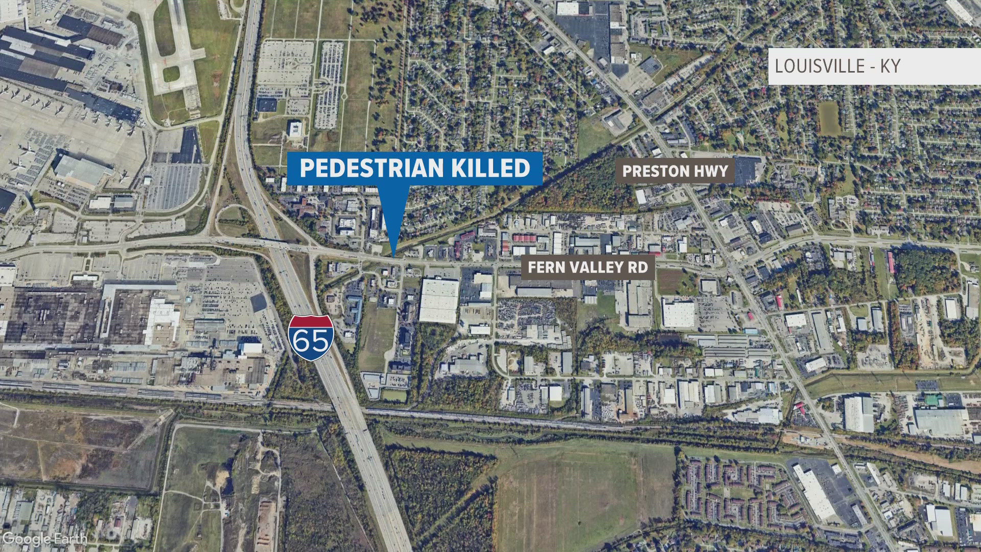 LMPD said officers were called to the 2900 block of Fern Valley Road shortly after 6 p.m. on reports of a person being hit by a vehicle.