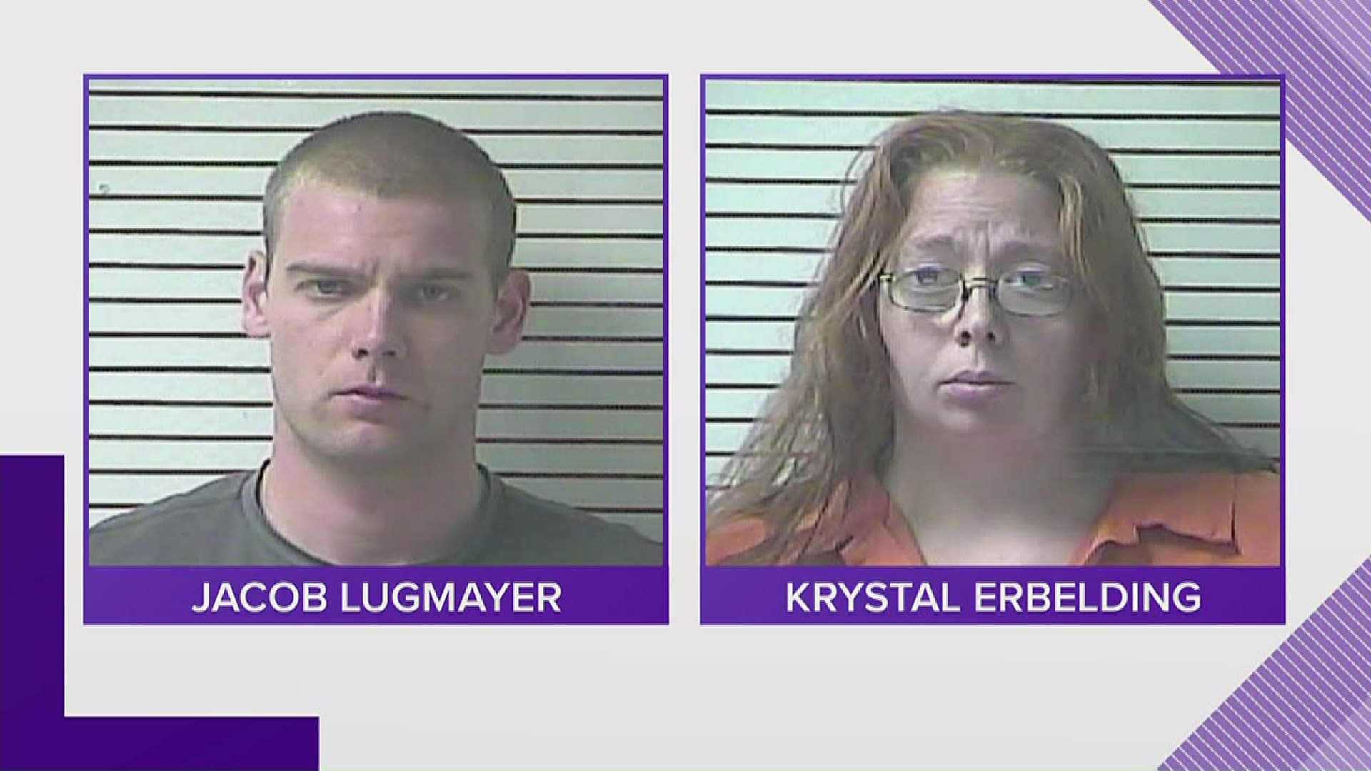 27-year-old jacob lugmayer and 33-year-old krystal erbelding also face charges of robbery and abuse of a corpse.