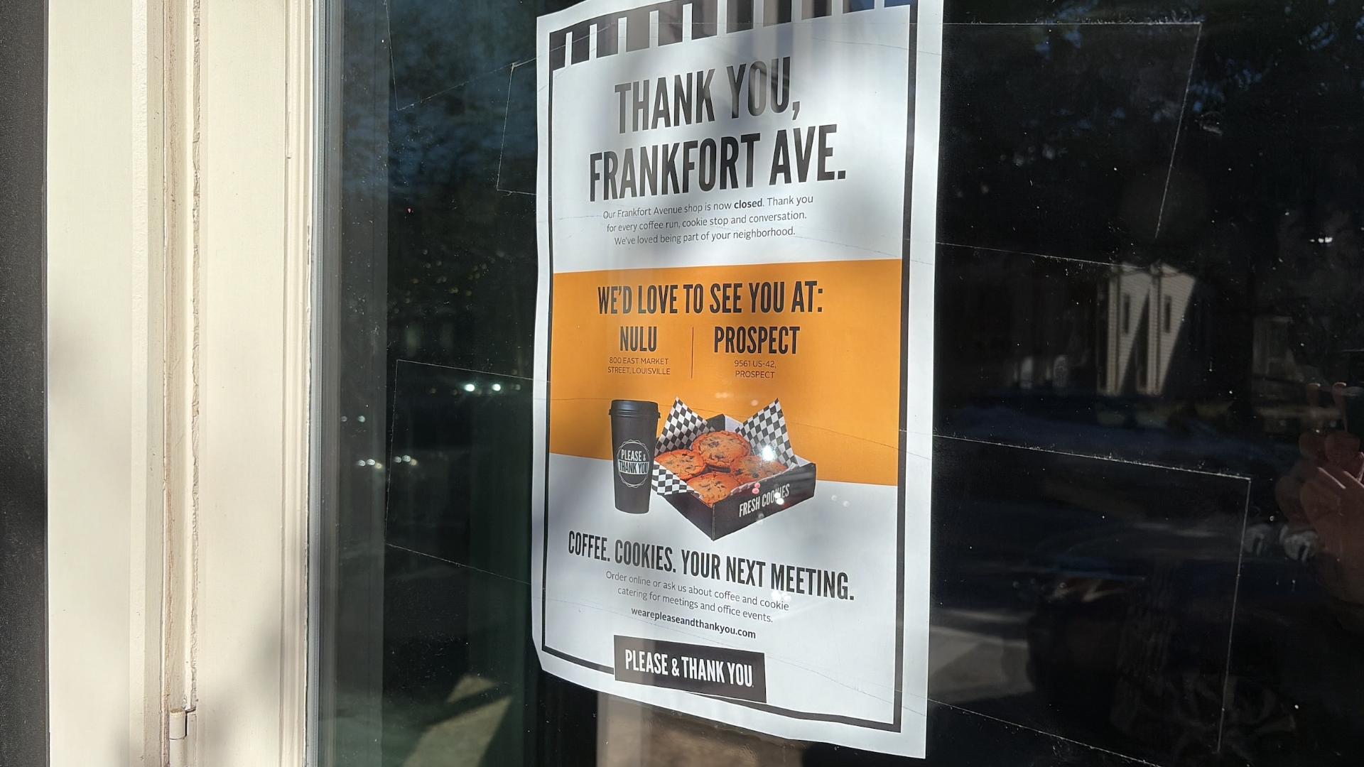 Please & Thank You has closed its Frankfort Avenue location