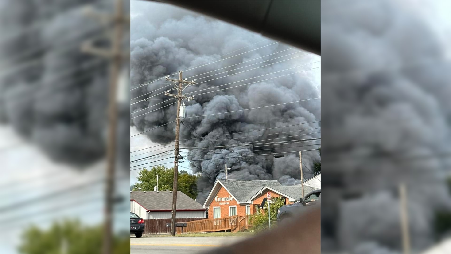 A large plume of smoke from the fire could be seen in the area.