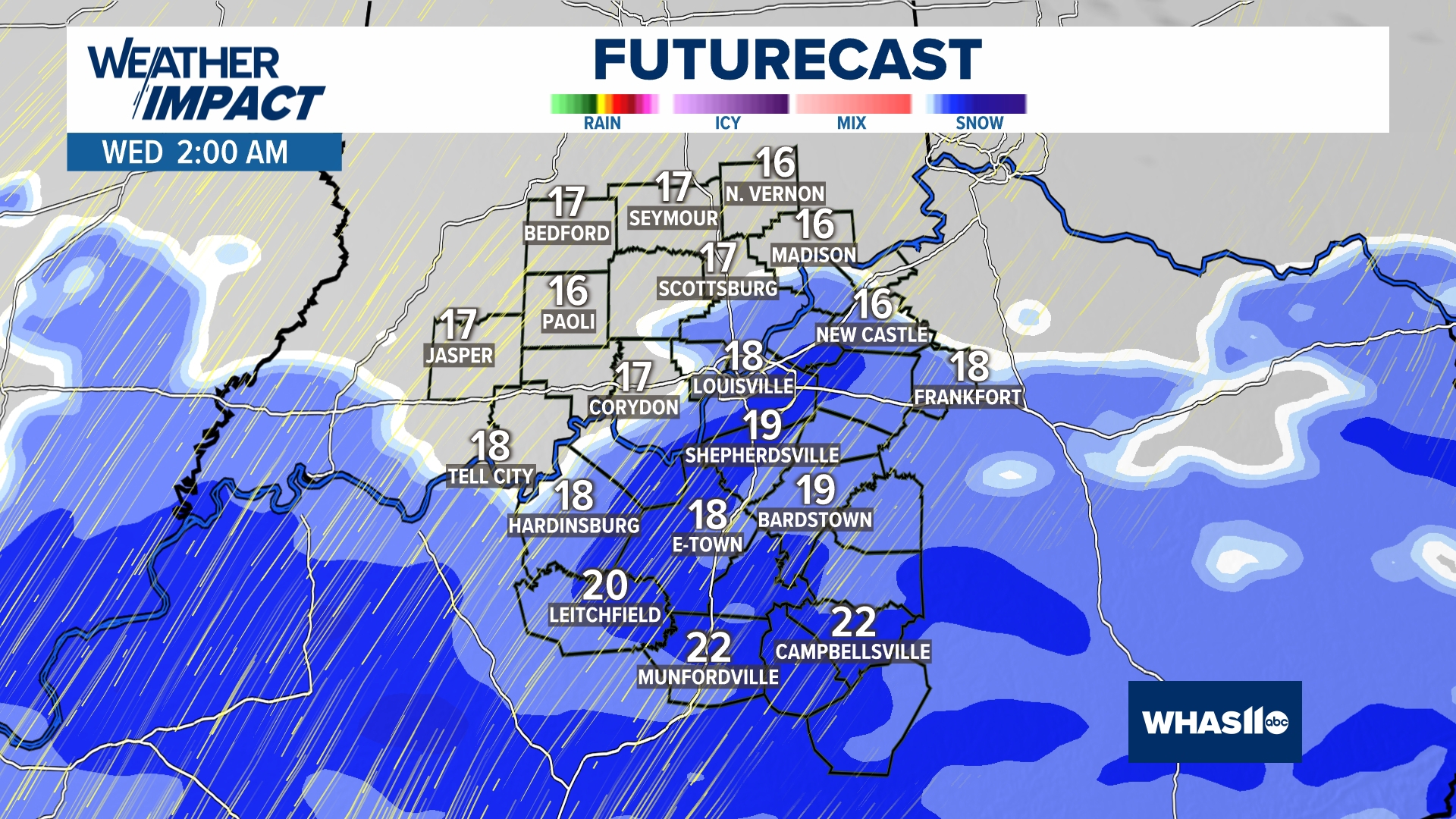 Accumulating snow moving into Kentucky and Indiana | Weather Impact ...