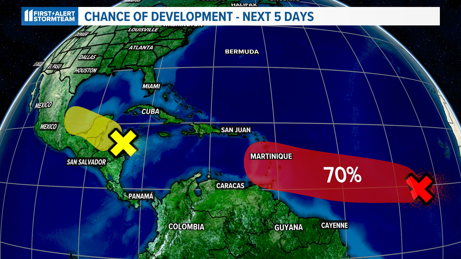 Over the next five days, there is a 70% chance of tropical development.