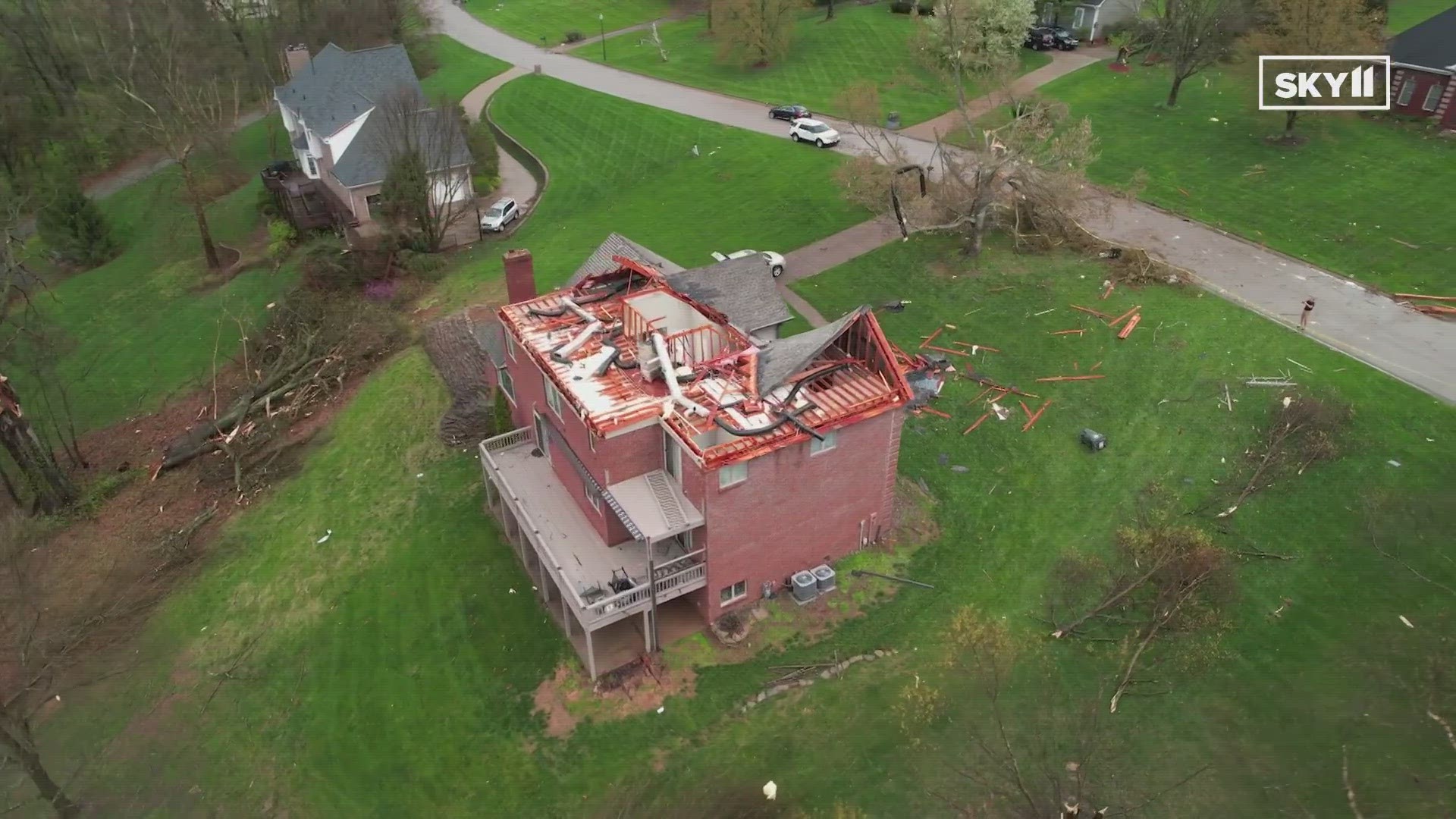 A possible tornado left damage in Prospect and Nelson County in Kentucky and Jeffersonville in Indiana.