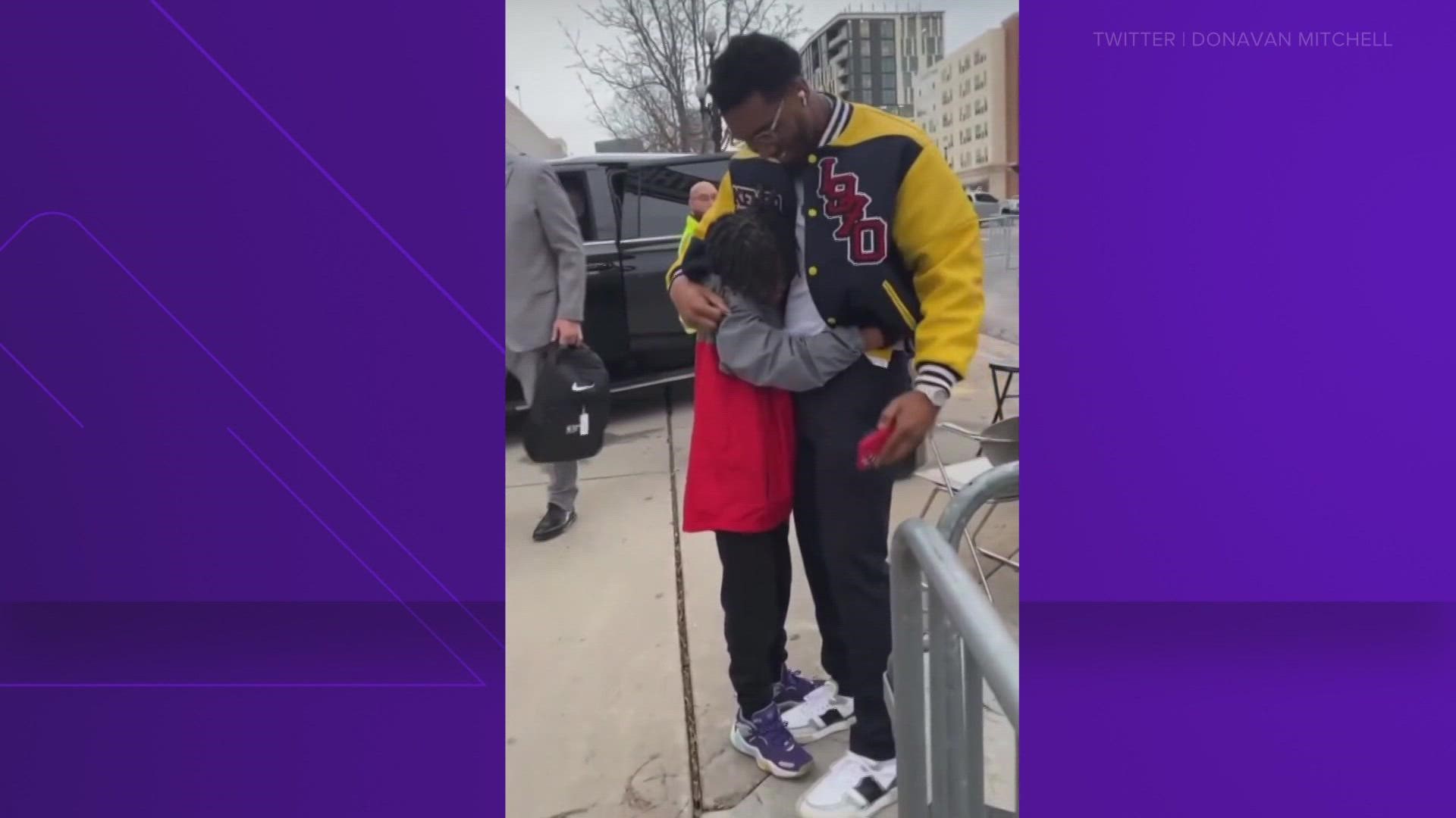 Donovan Mitchell met a young fan outside the Cavaliers arena and what happened next made both of their days a little better.