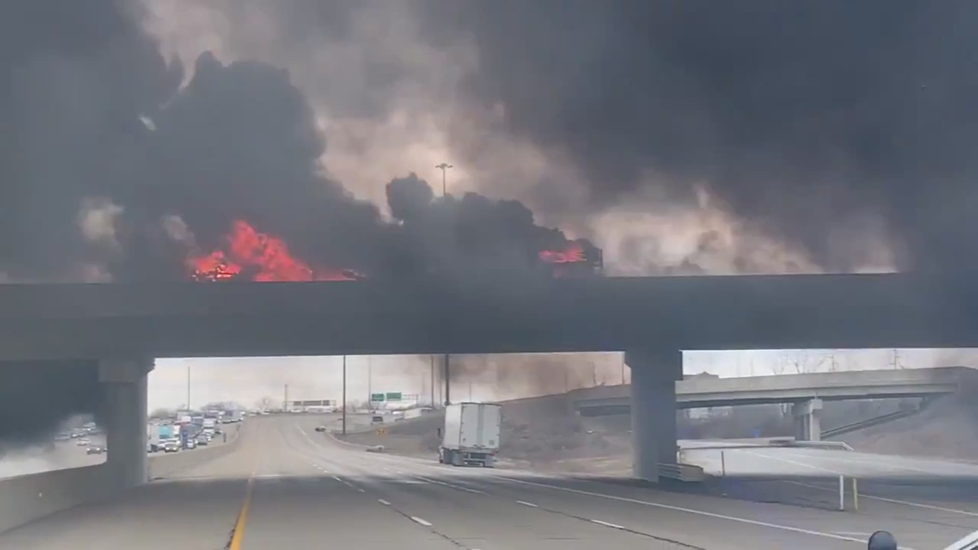 A tanker filled with jet fuel exploded on I-465 heading to I-70 in Indianapolis. Police say some good Samaritans pulled the driver out. His condition is critical.