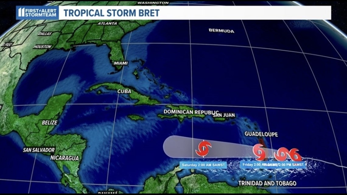 Tropical Storm Bret no more; storm falls apart in the Caribbean