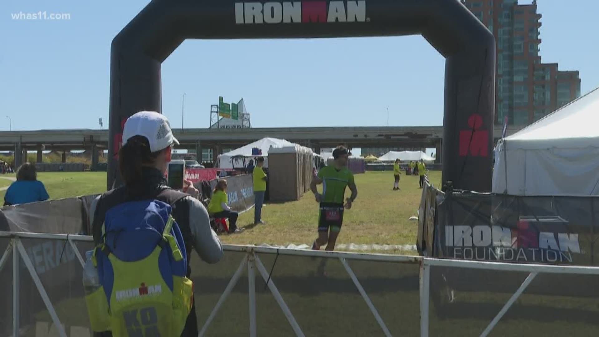 Despite the swimming portion being canceled due to an algae bloom in the Ohio River, thousands participated in IronMan Louisville