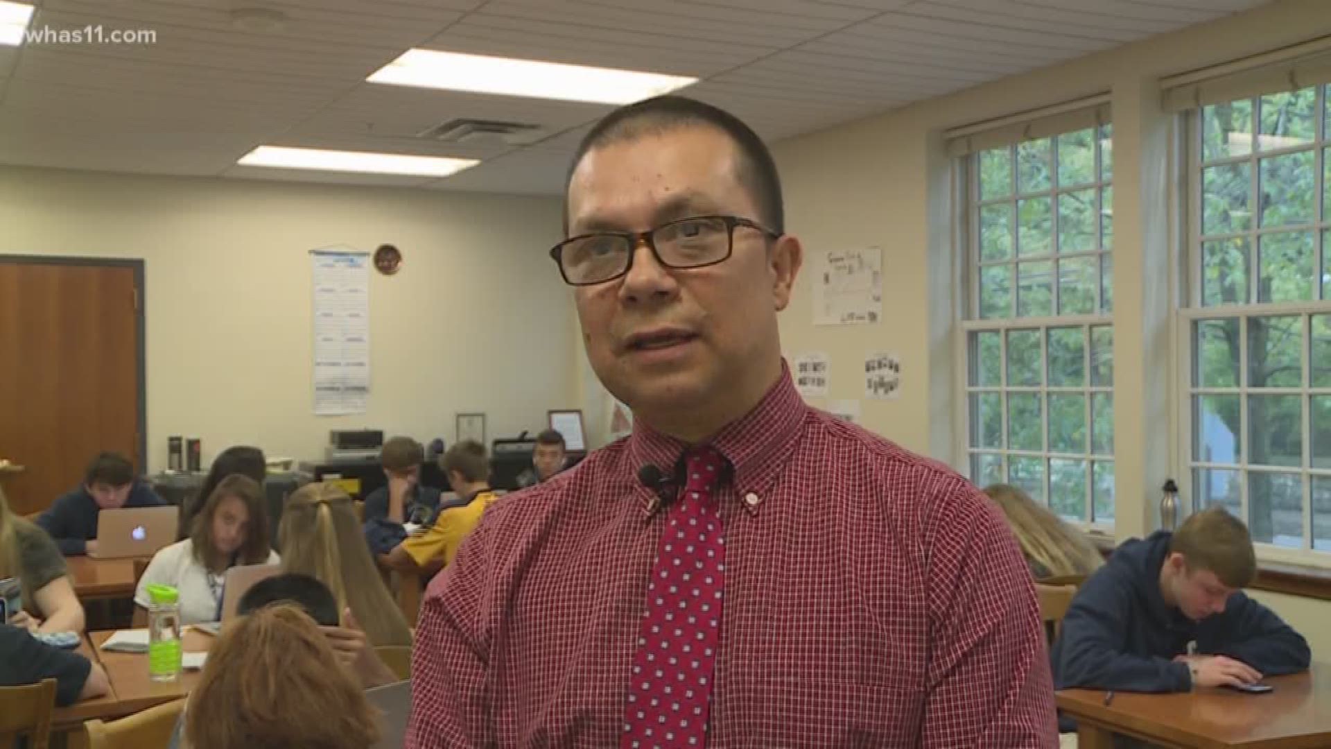 Diego Ojeda is a native Spanish speaker who teaches local students Spanish. He hopes students will become confident enough in the language that they'll be willing to try talking to people in Spanish in the community.