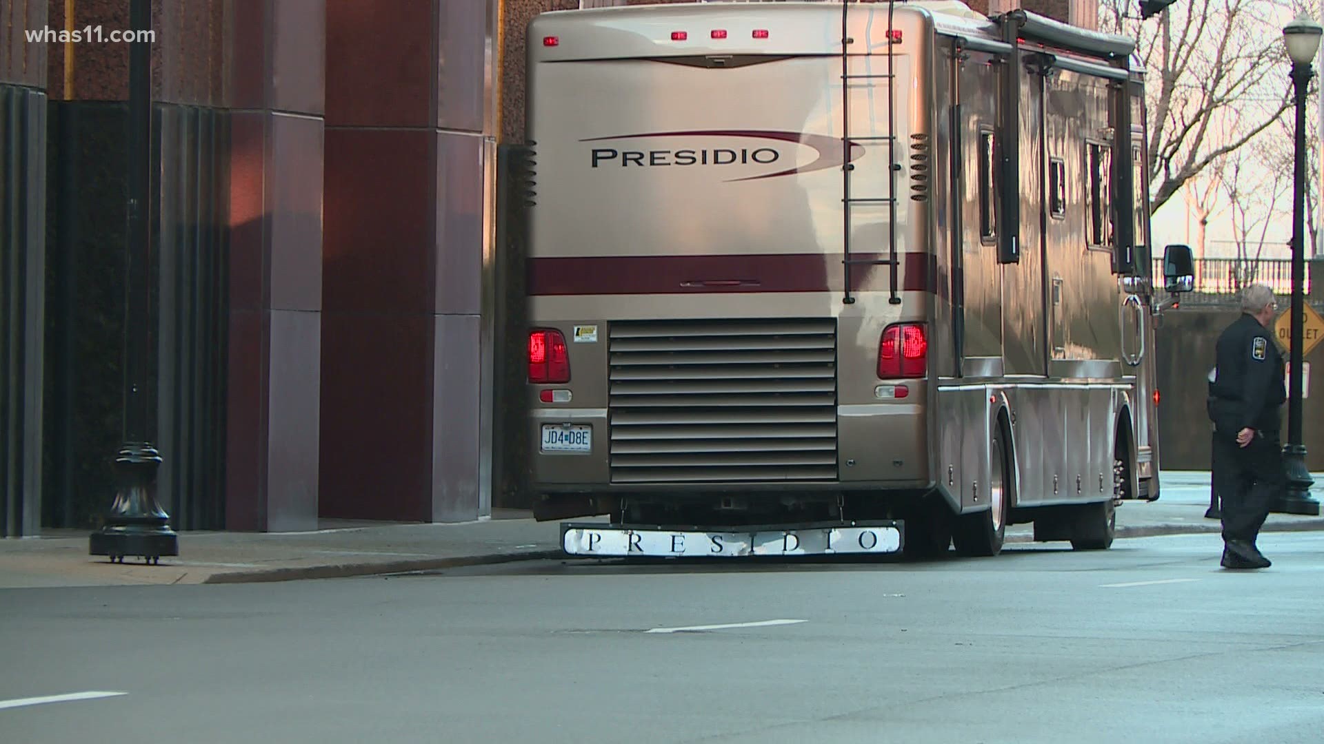 An RV parked near the Humana Building became the center of a police investigation.